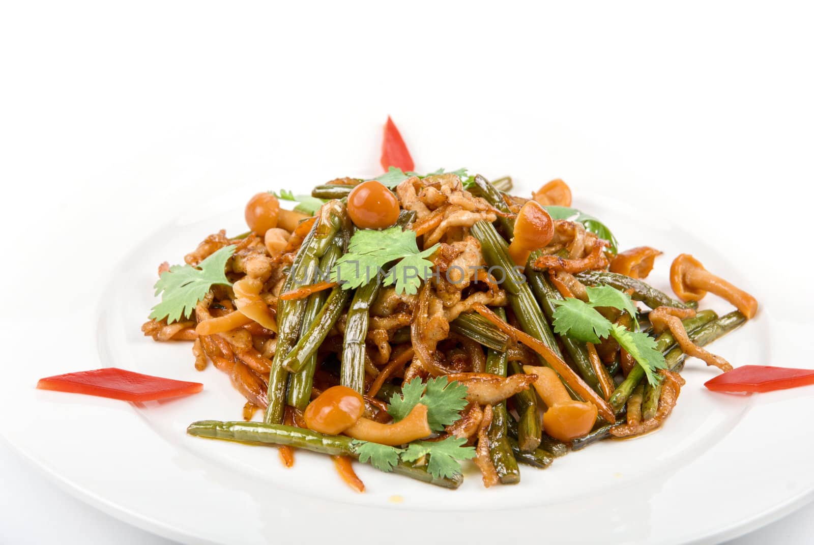 salad of mushrooms and vegetable close up