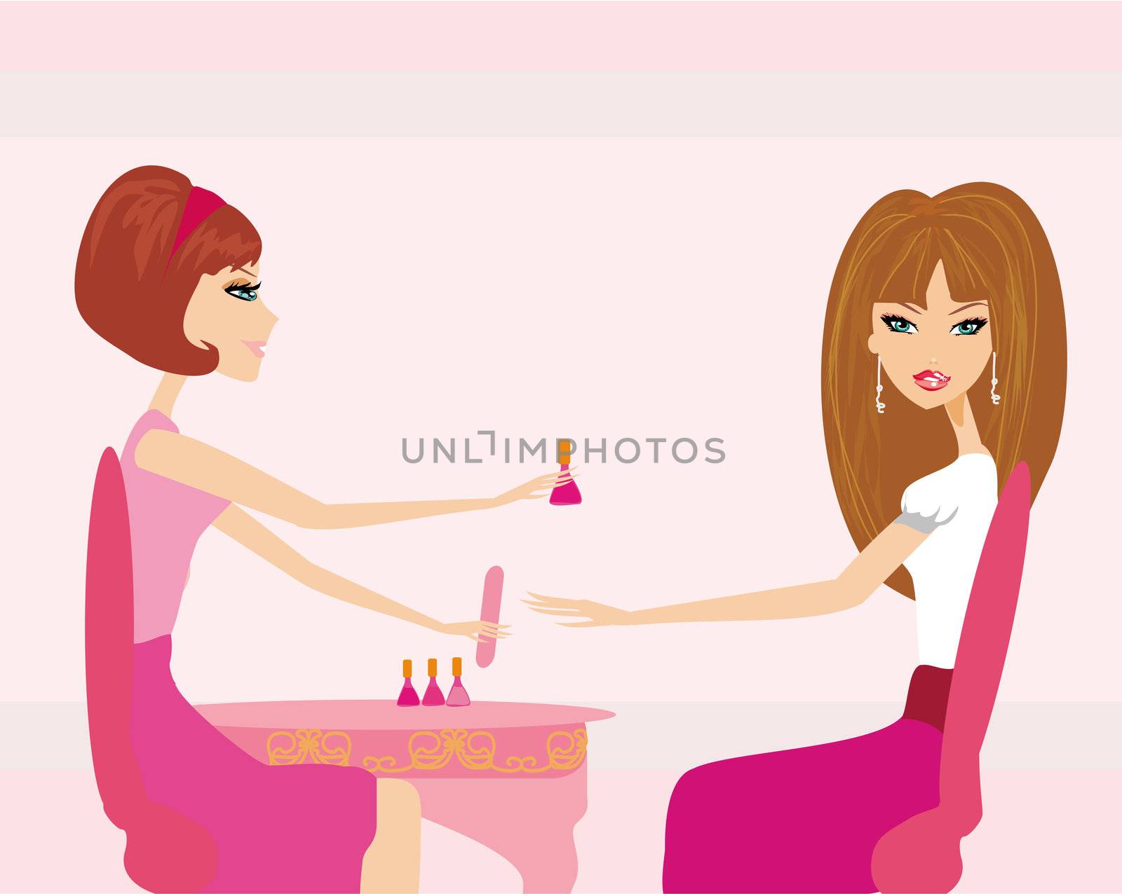 Young lady doing manicure in beauty salon by JackyBrown