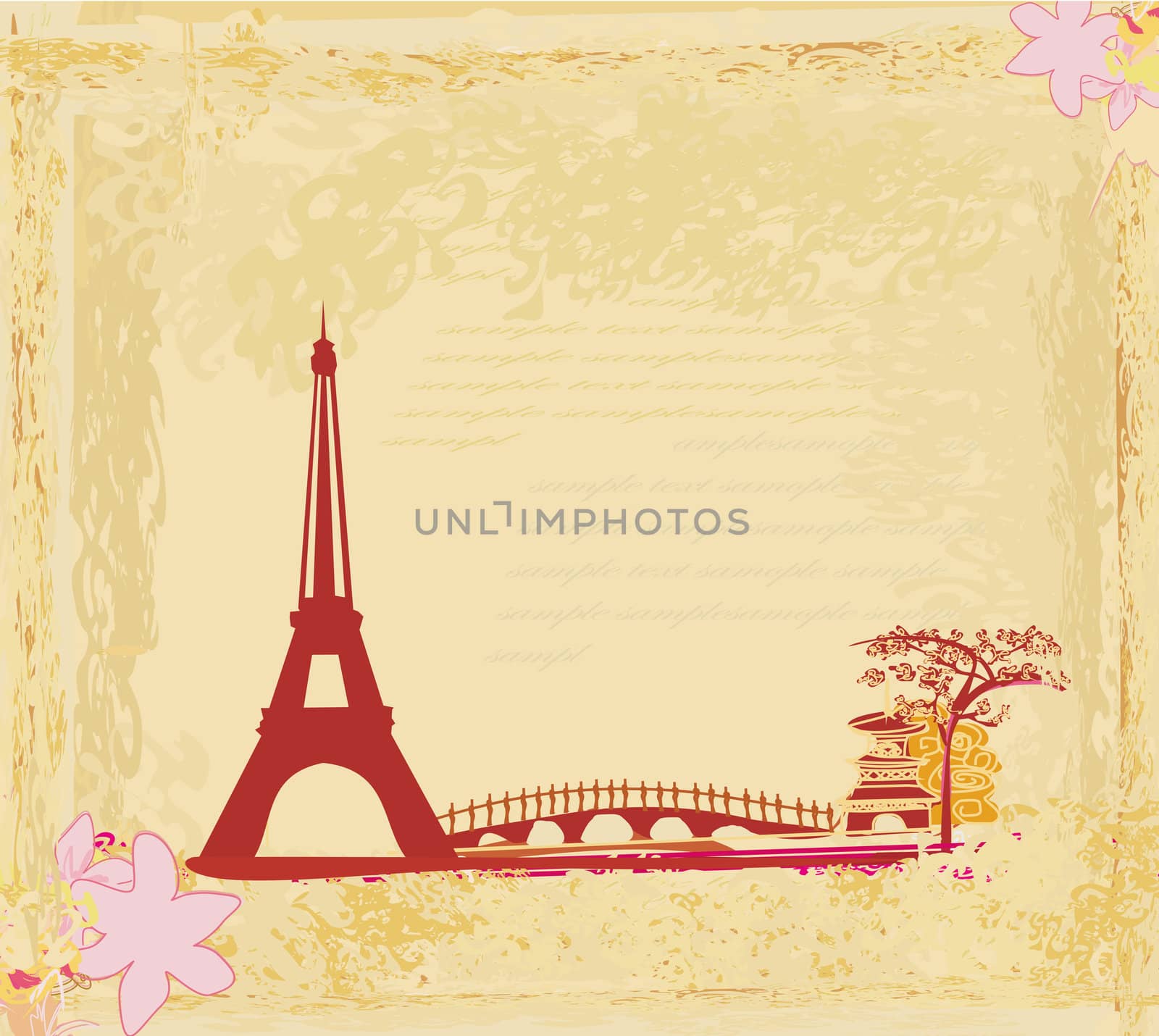vintage retro Eiffel card by JackyBrown