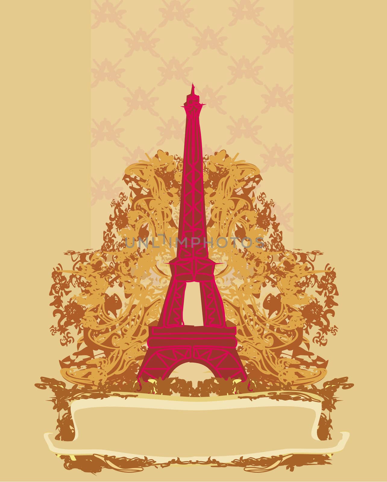 vintage retro Eiffel card