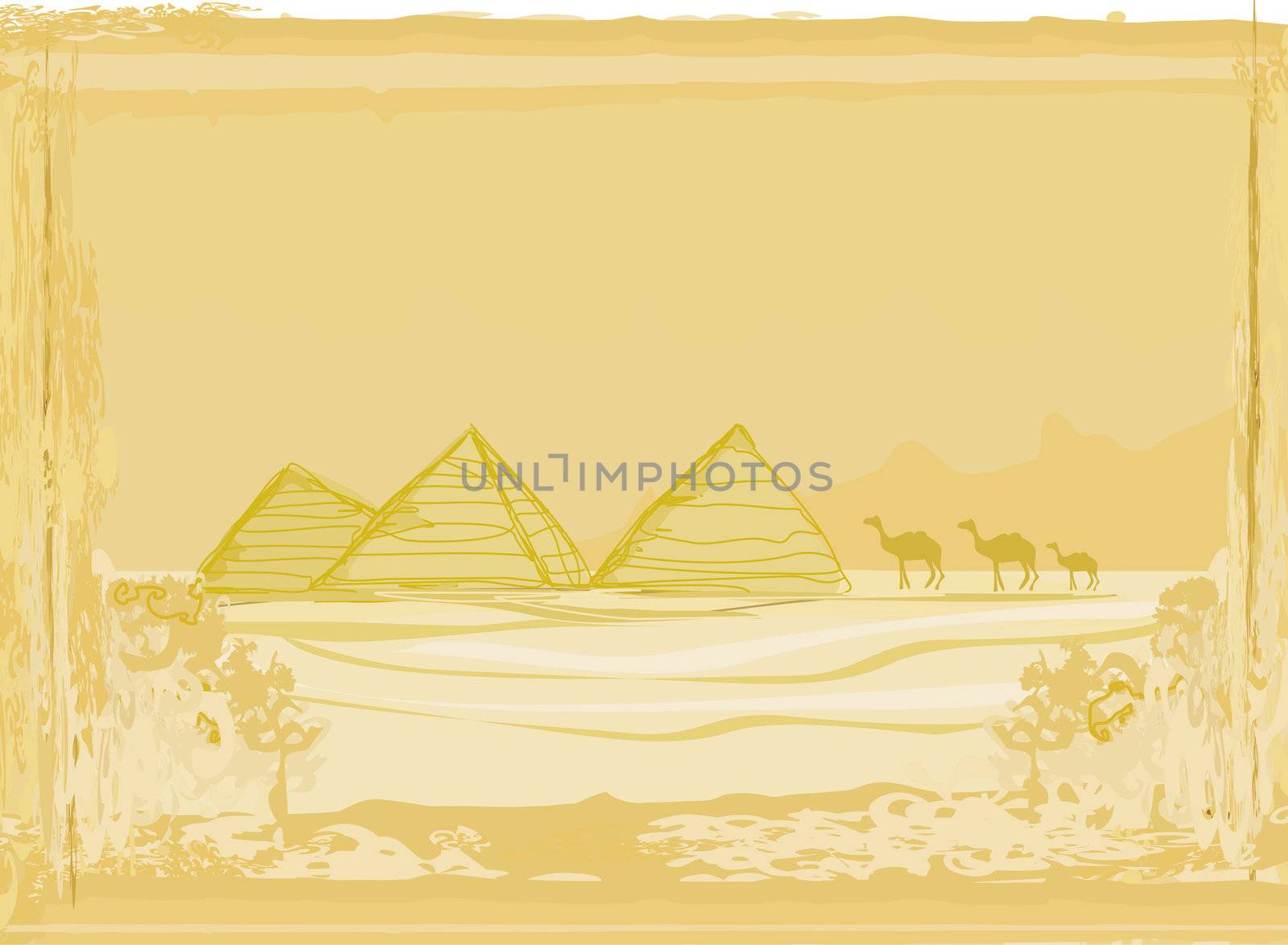 old paper with pyramids giza by JackyBrown