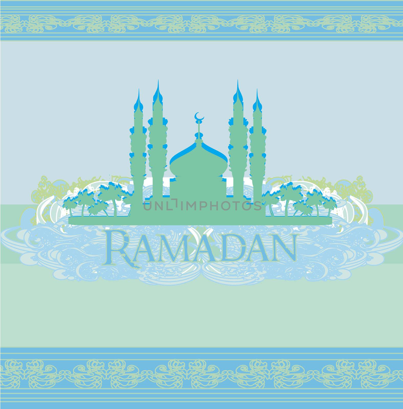 Ramadan background - mosque silhouette vector card
