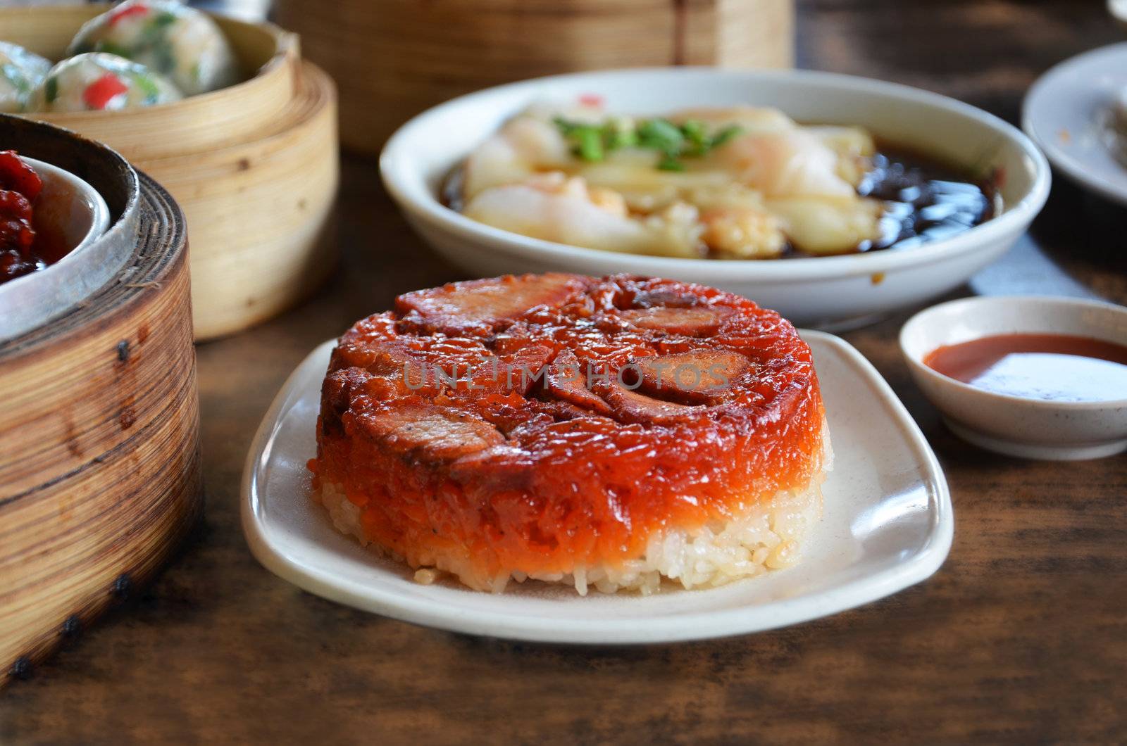 glutinous rice with bbq pork , Asian food