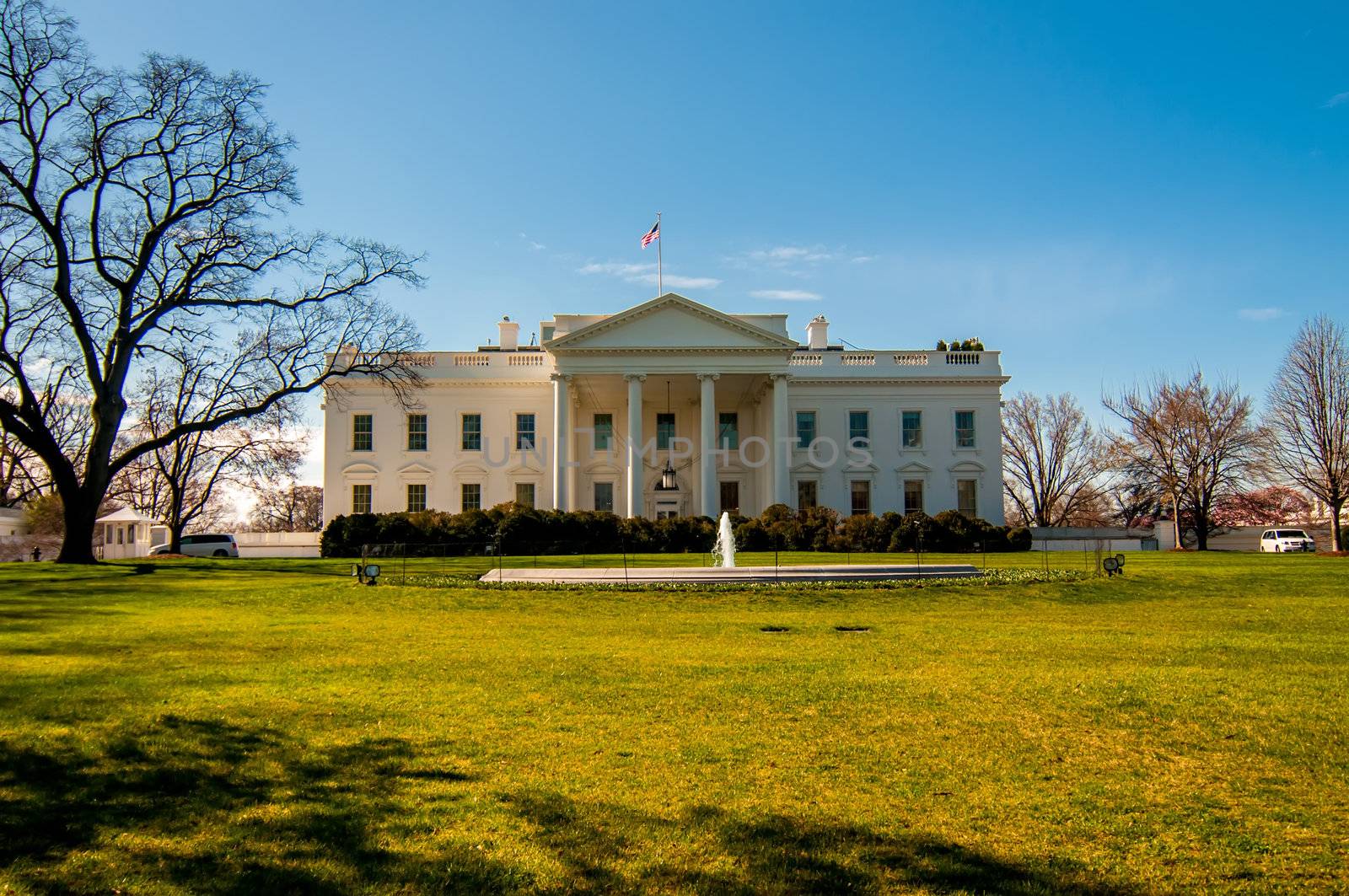 The White House in Washington DC with beautiful blue sky