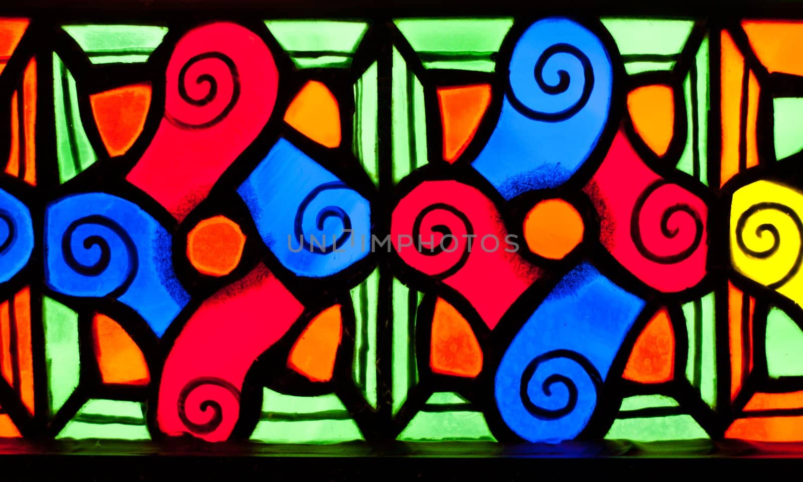 Colorful glass, colorful, colorful designs in the church fair JFS.