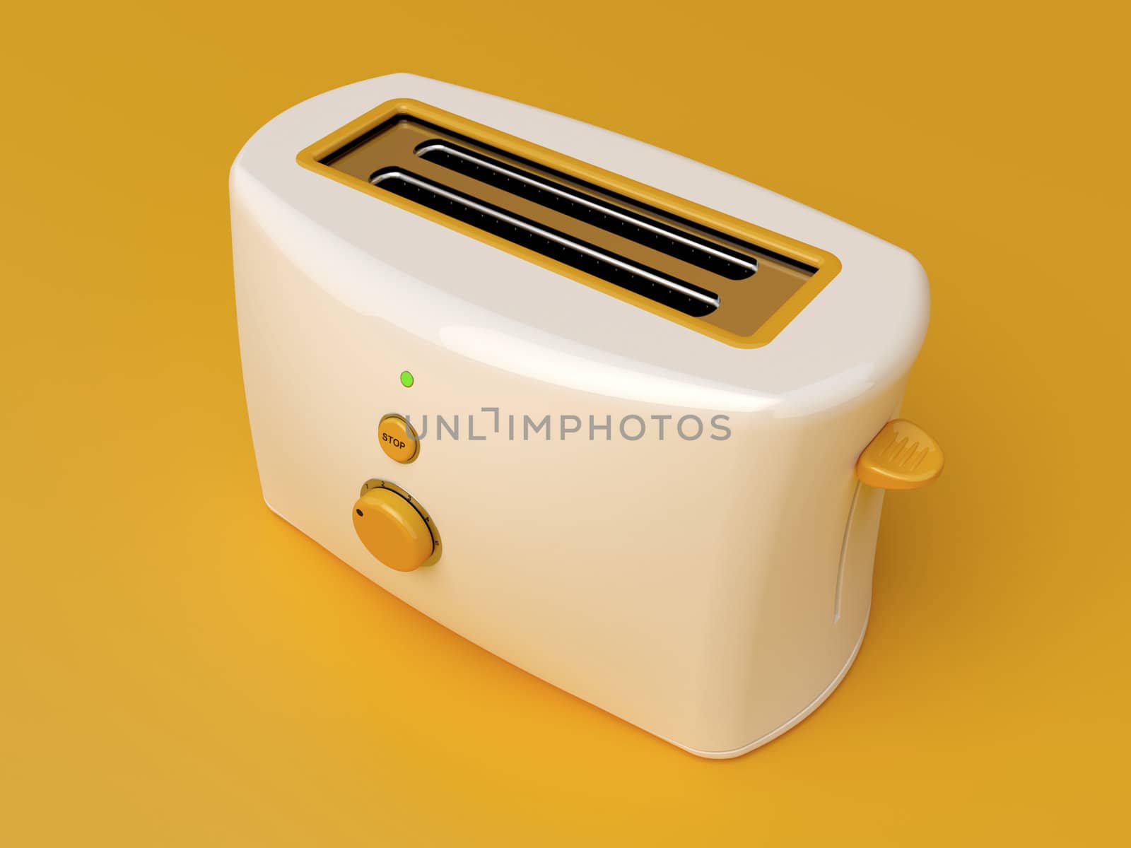 White electric toaster on orange background