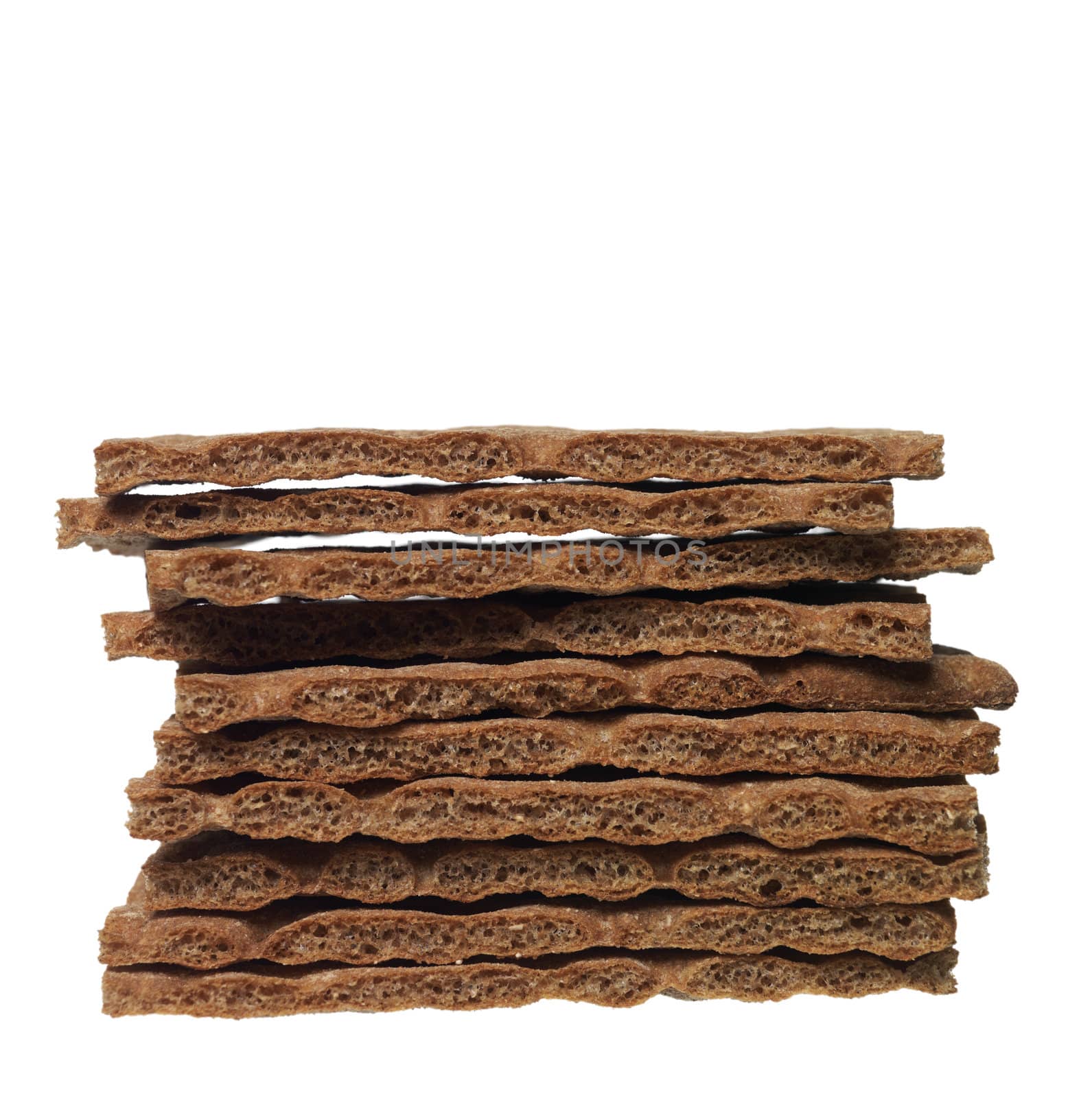 Stack of Crispbread isolated on white background