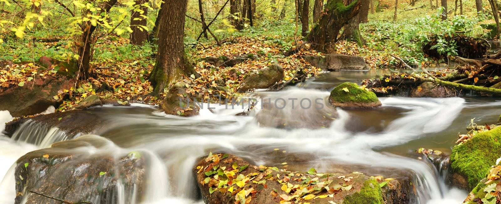 Waterfall in autumn forest by velkol