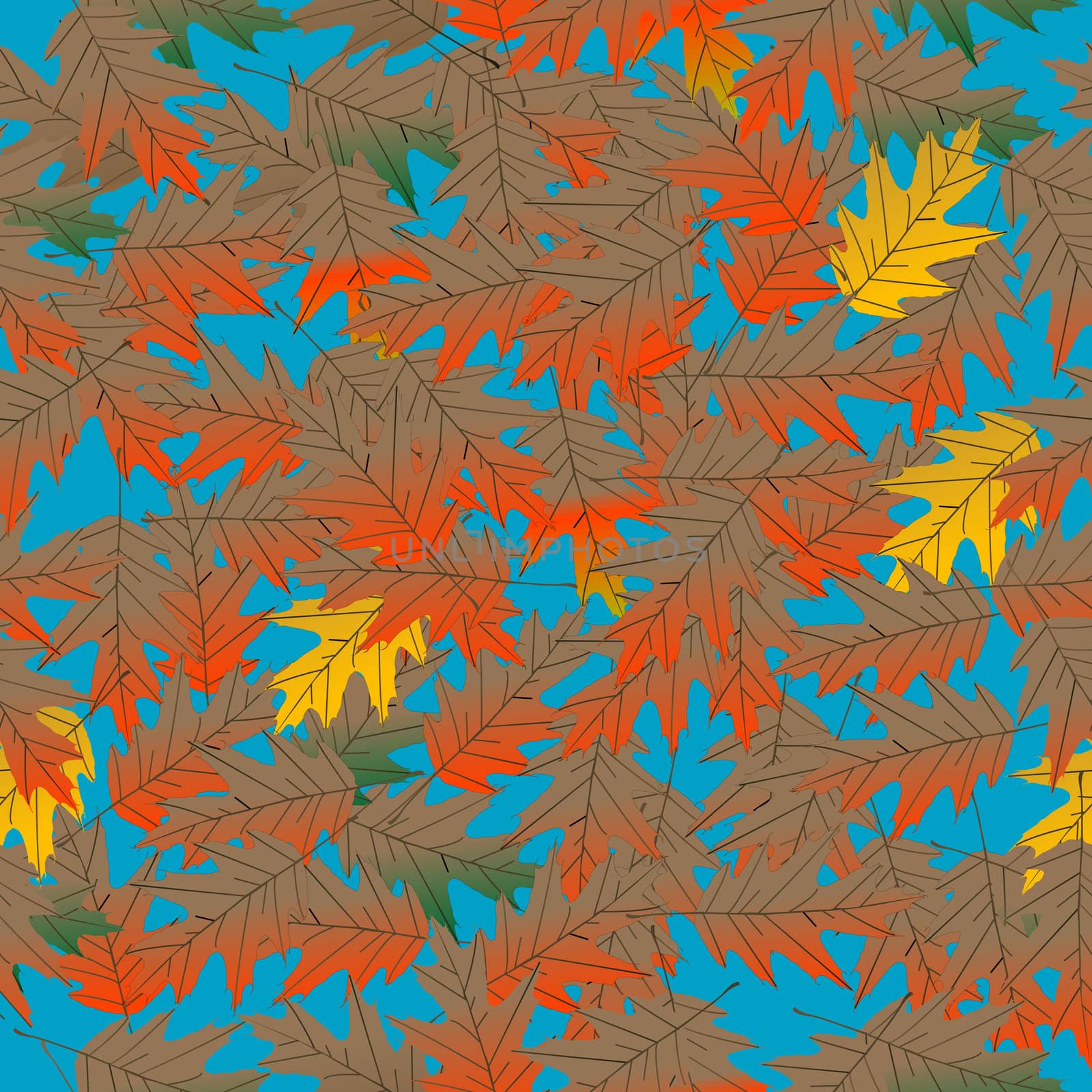 Leaves agaisnt the blue sky seamless pattern