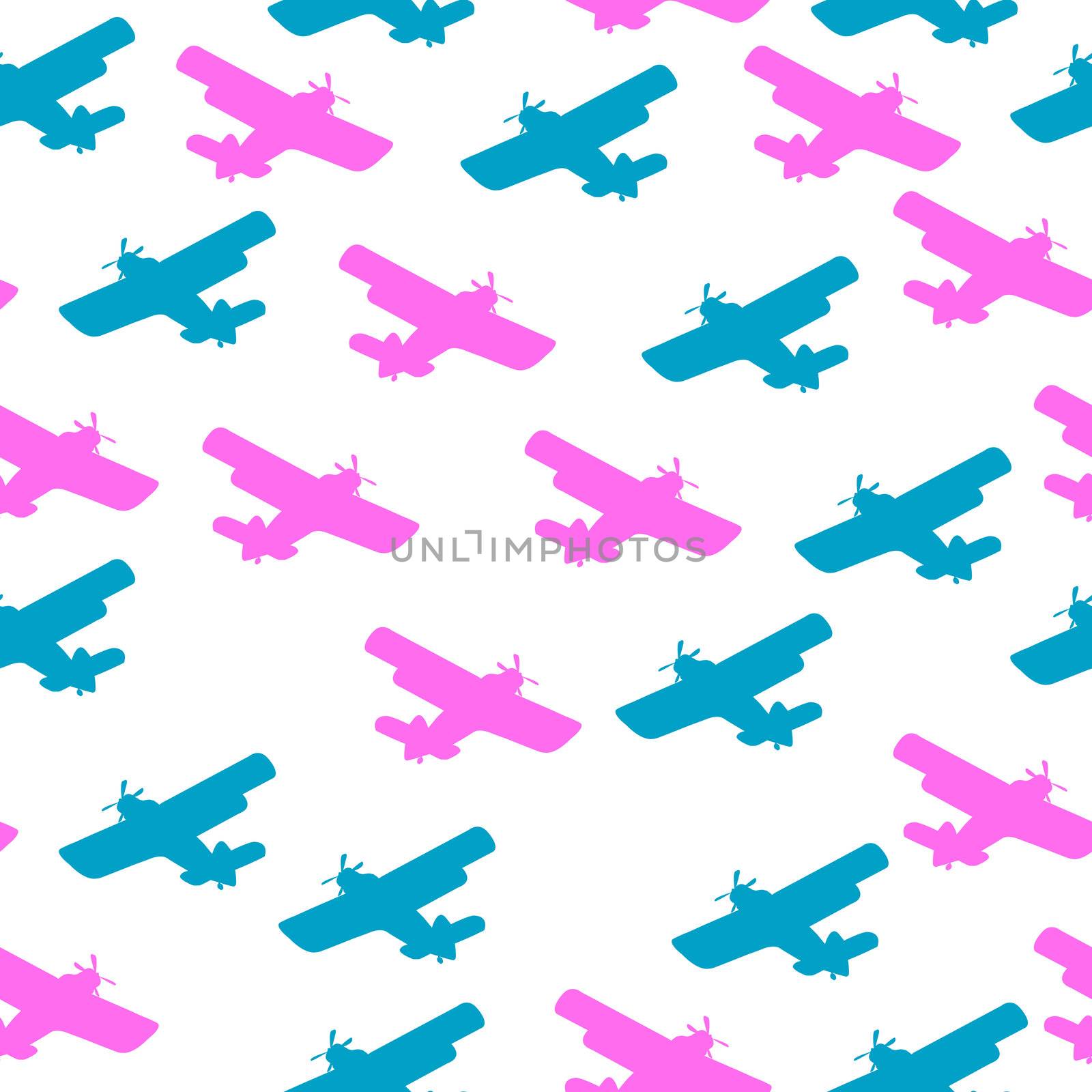 Seamless pattern with airplanes isolated