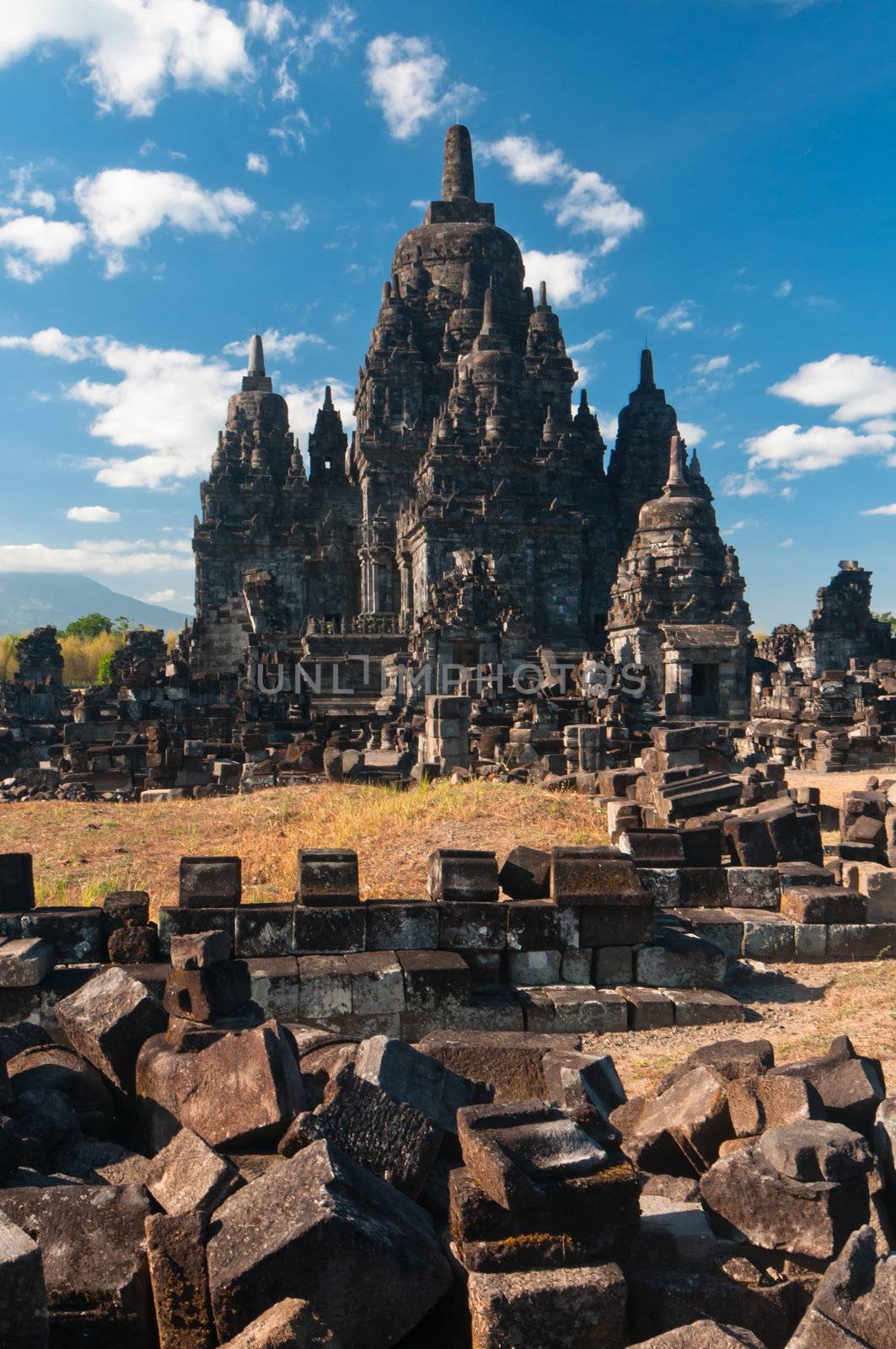 Prambanan temple, hindu temple in Indonesia of similar shape as Angkor's temples in Cambodia