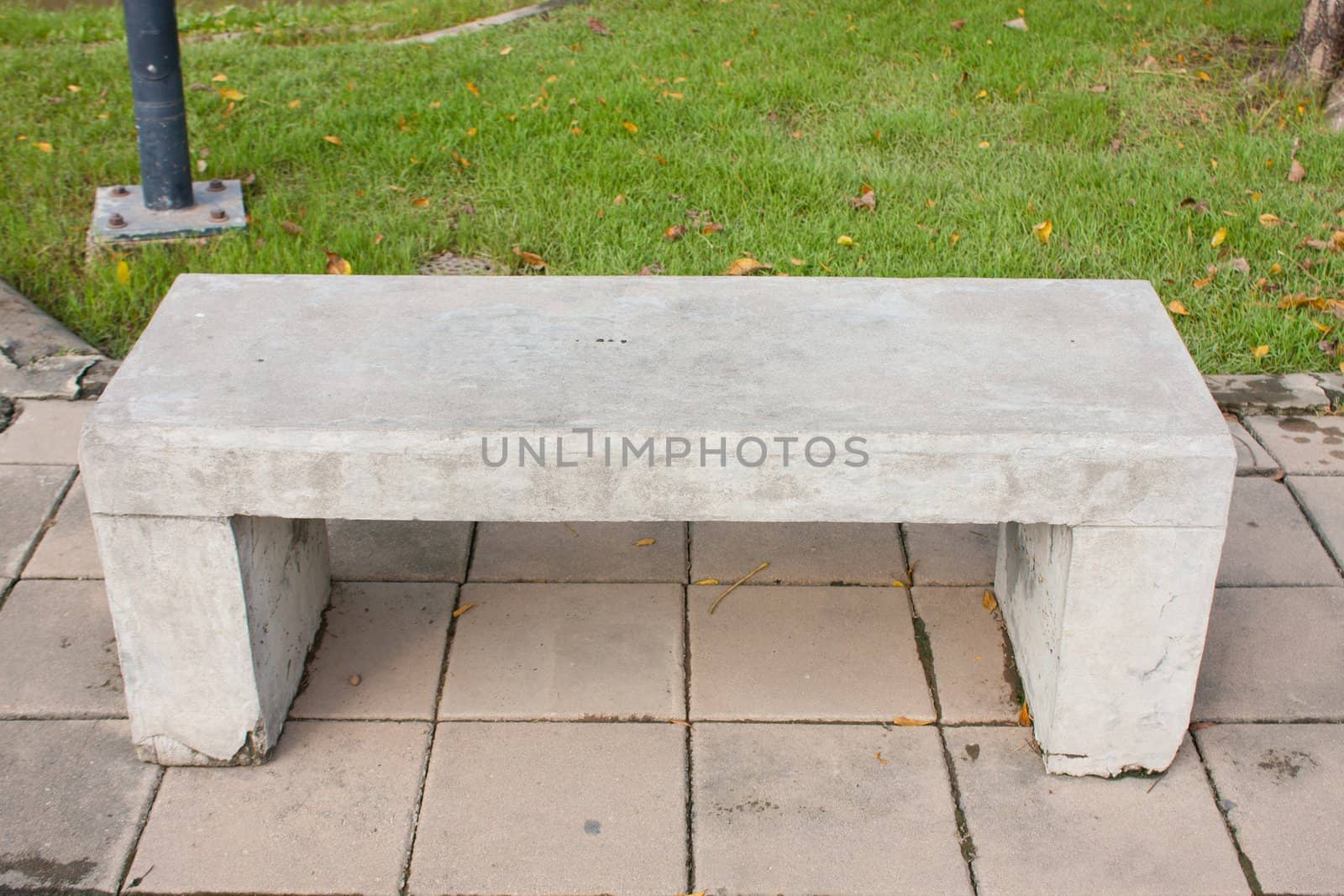 Stone bench in the park. Recreational area general nature.