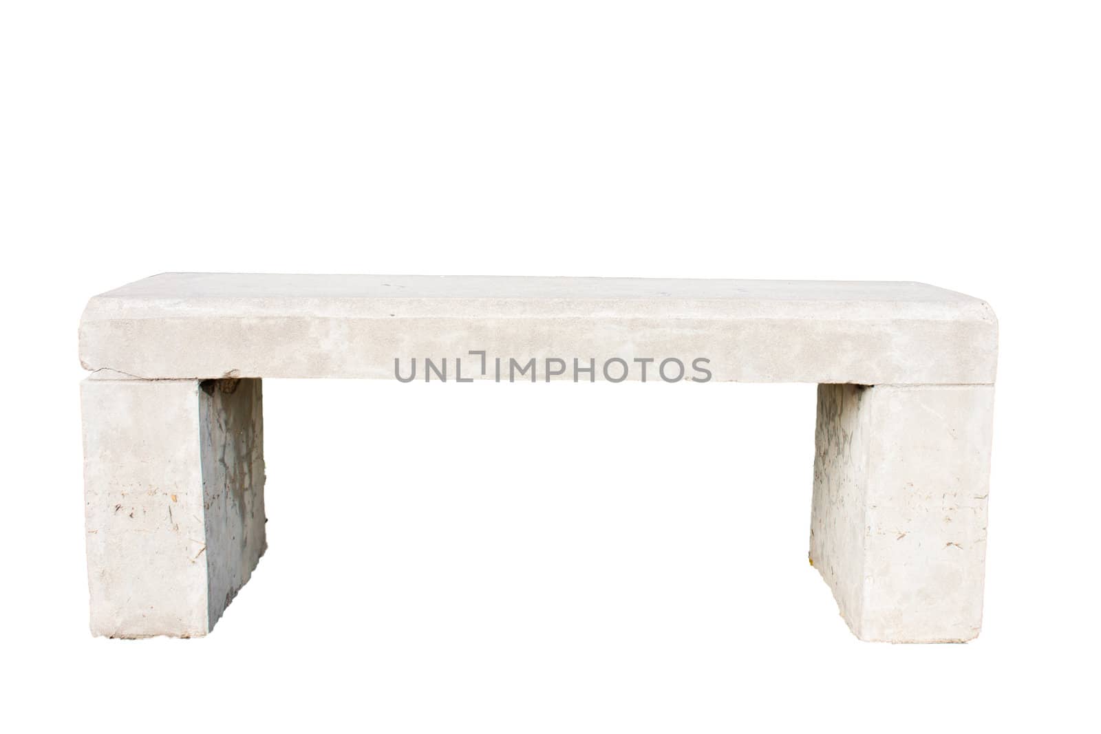 Stone benches on the white background color.