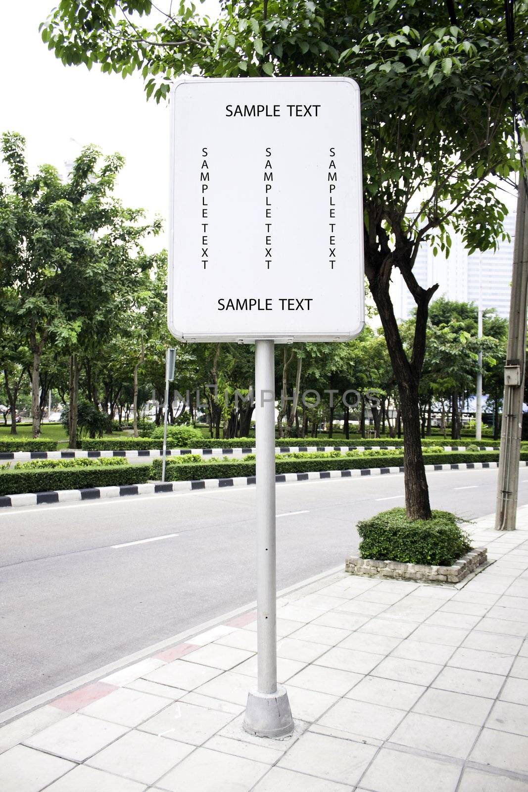 Stairways poster advertising a roadside tree beside it. Label white background.