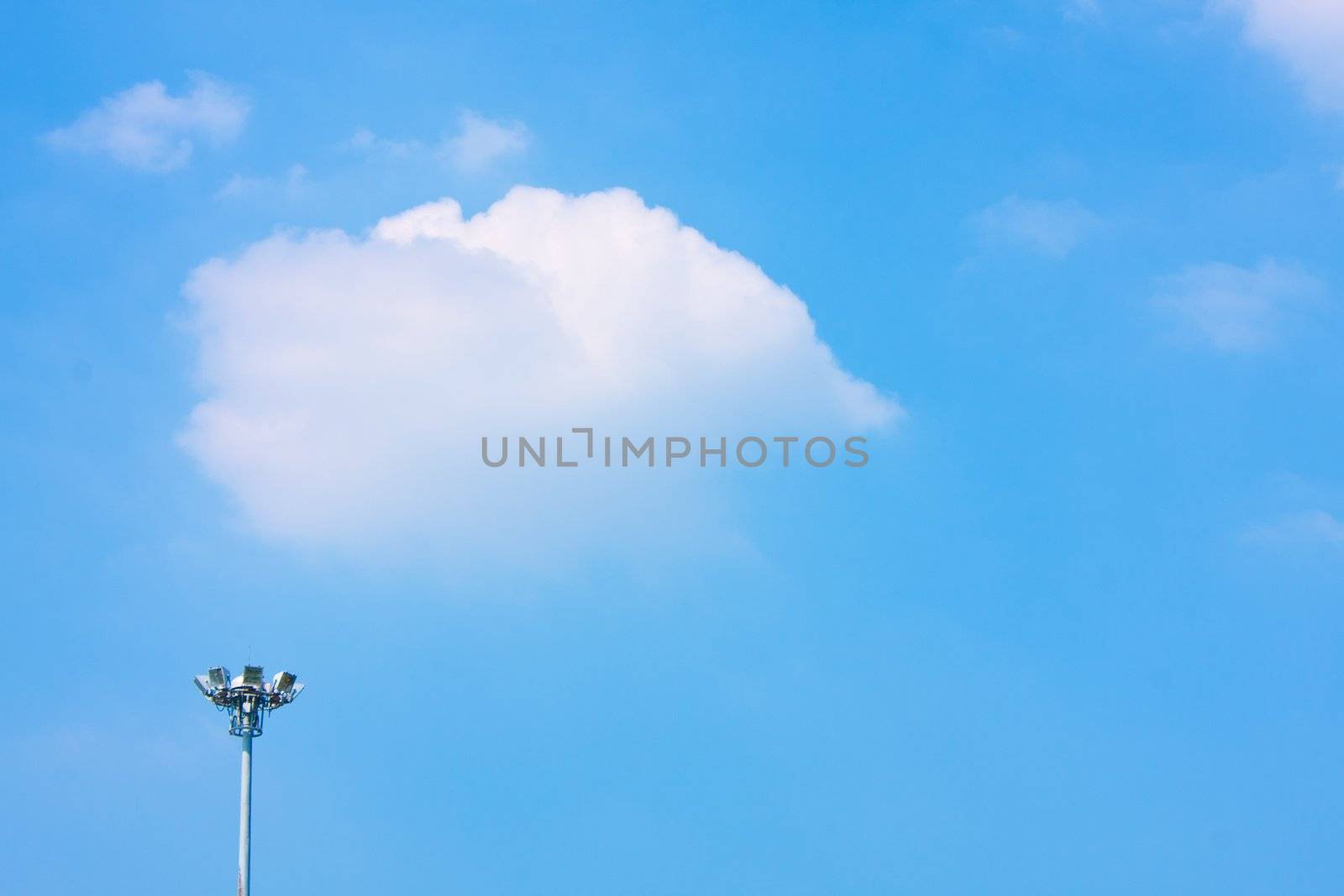 Light shines through the clouds on the sky clear. With the sky in the background.