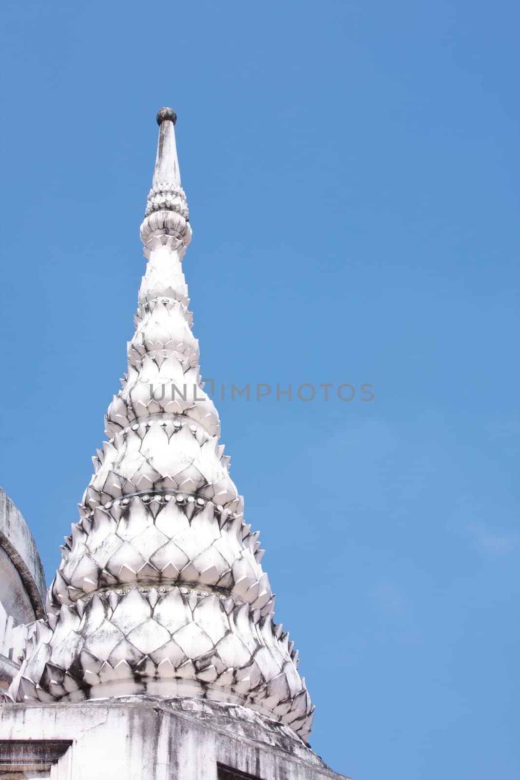 Pagoda Temple in the sky bright Buddhist monasteries. Temples in Thailand