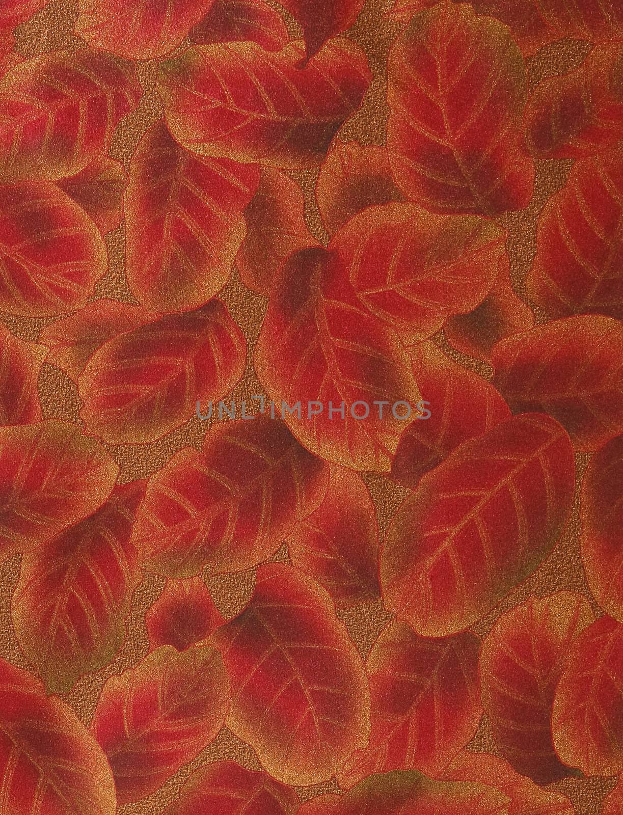 Abstract background with leafs red and gold