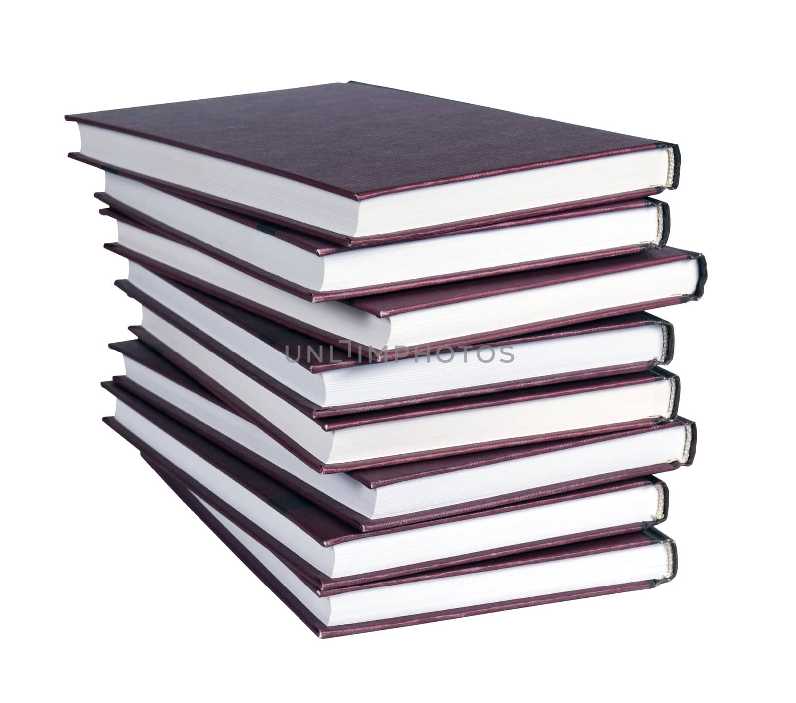 A large stack of books isolated on white with clipping path