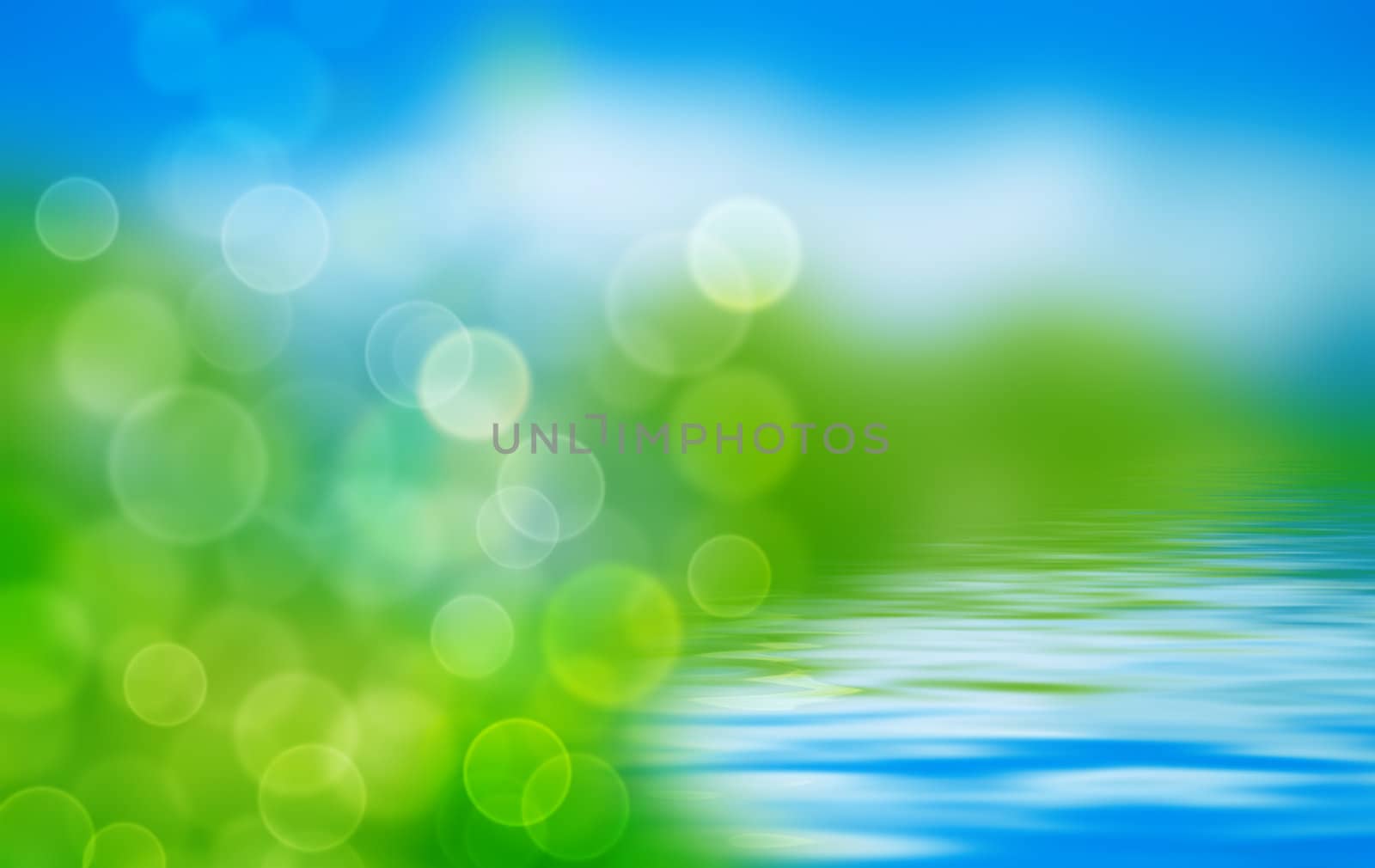 summer background with blurs and refelctions in water