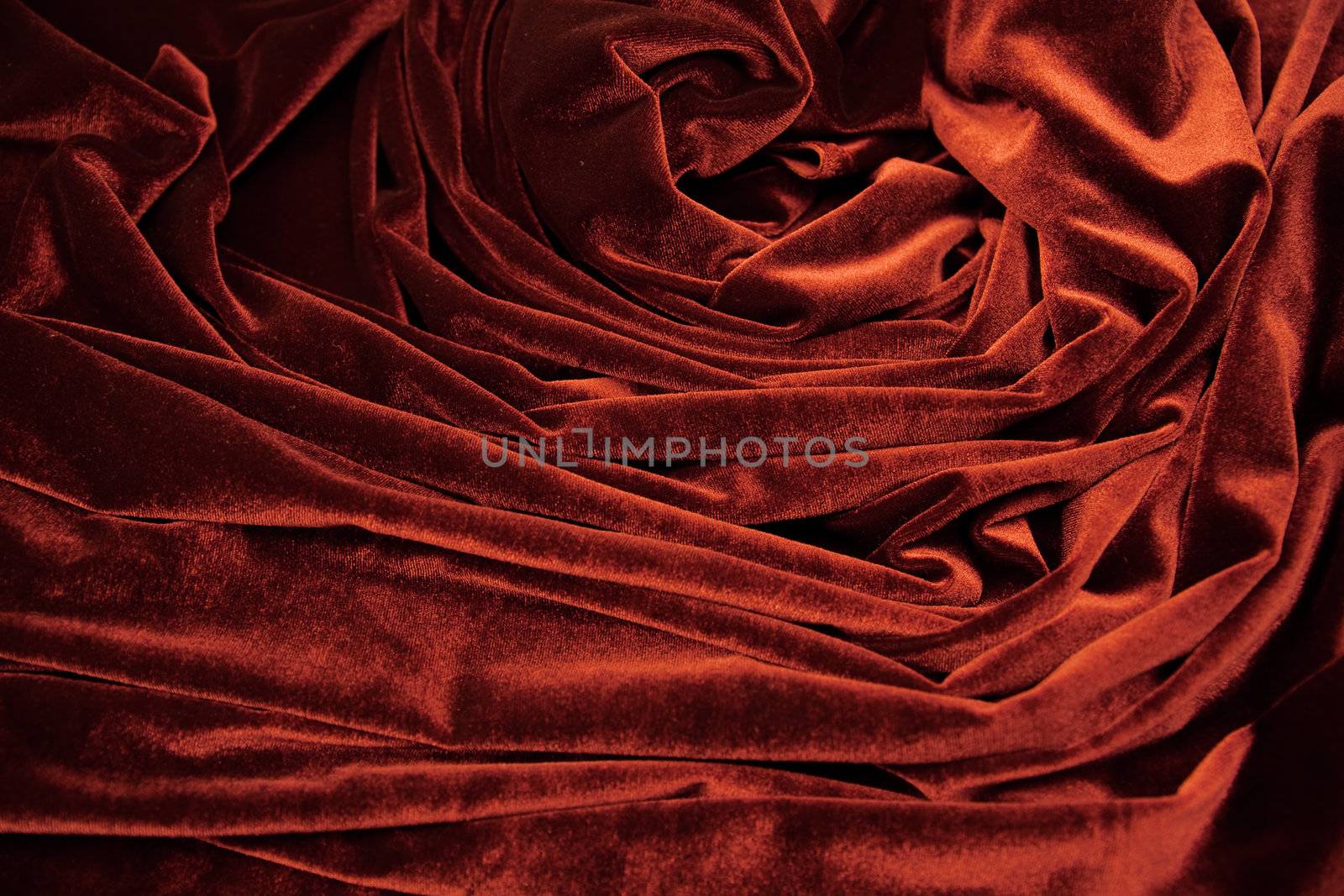 dark red glossy velvet is formative folds and light-shadow picture