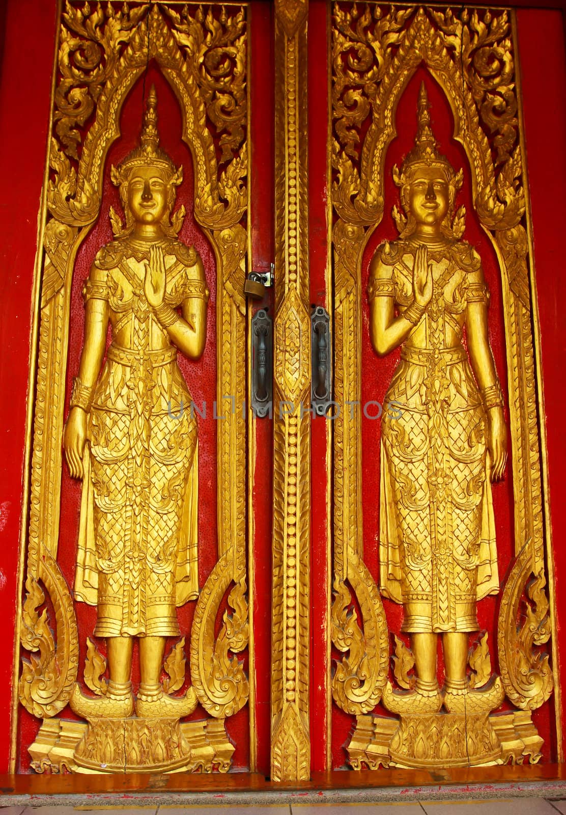 Detail of temple's door chiangmai , Thailand .