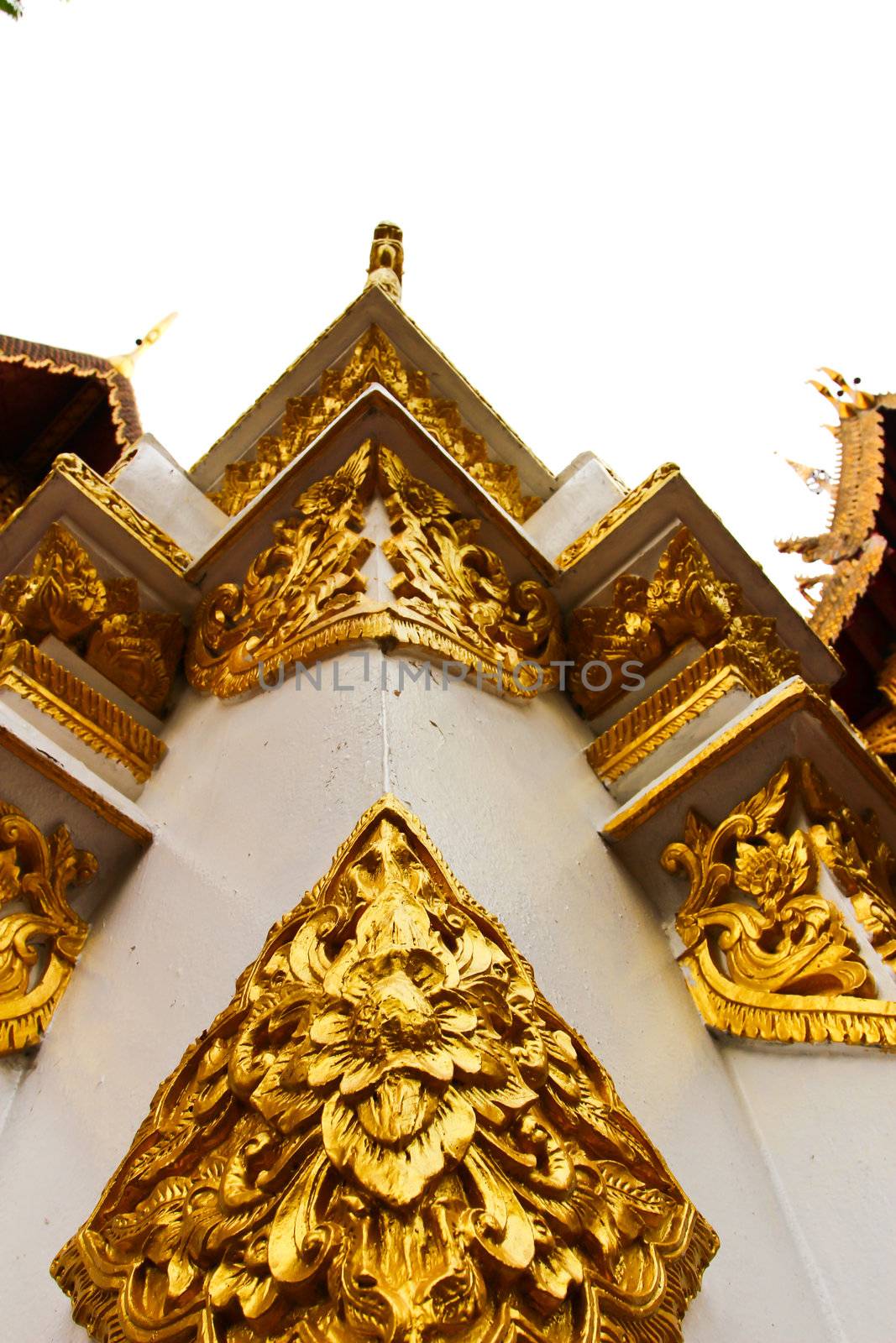 Traditional Thai style pattern on pole temple by bajita111122