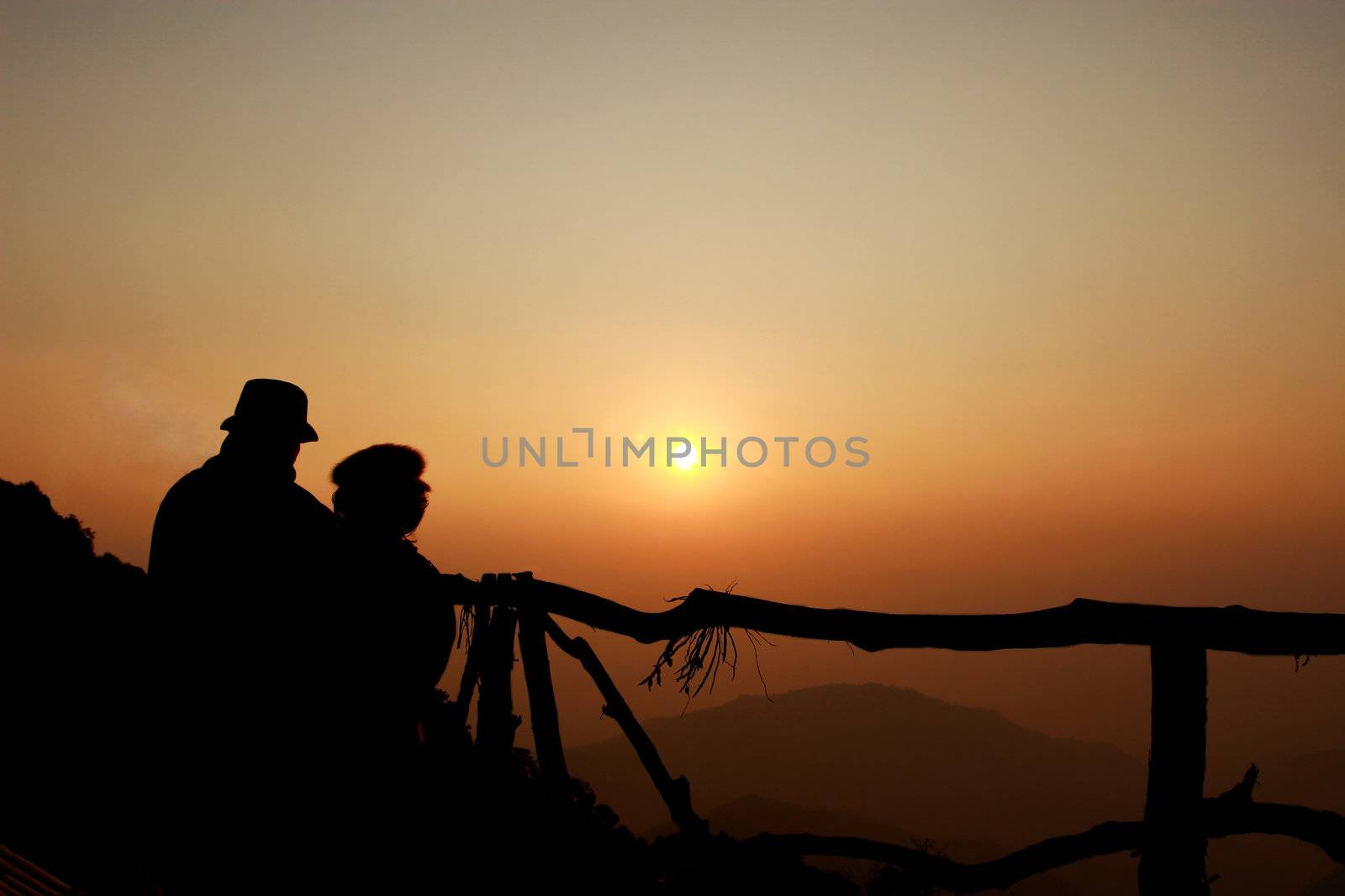 silhouette of couple love , Sunrise by bajita111122
