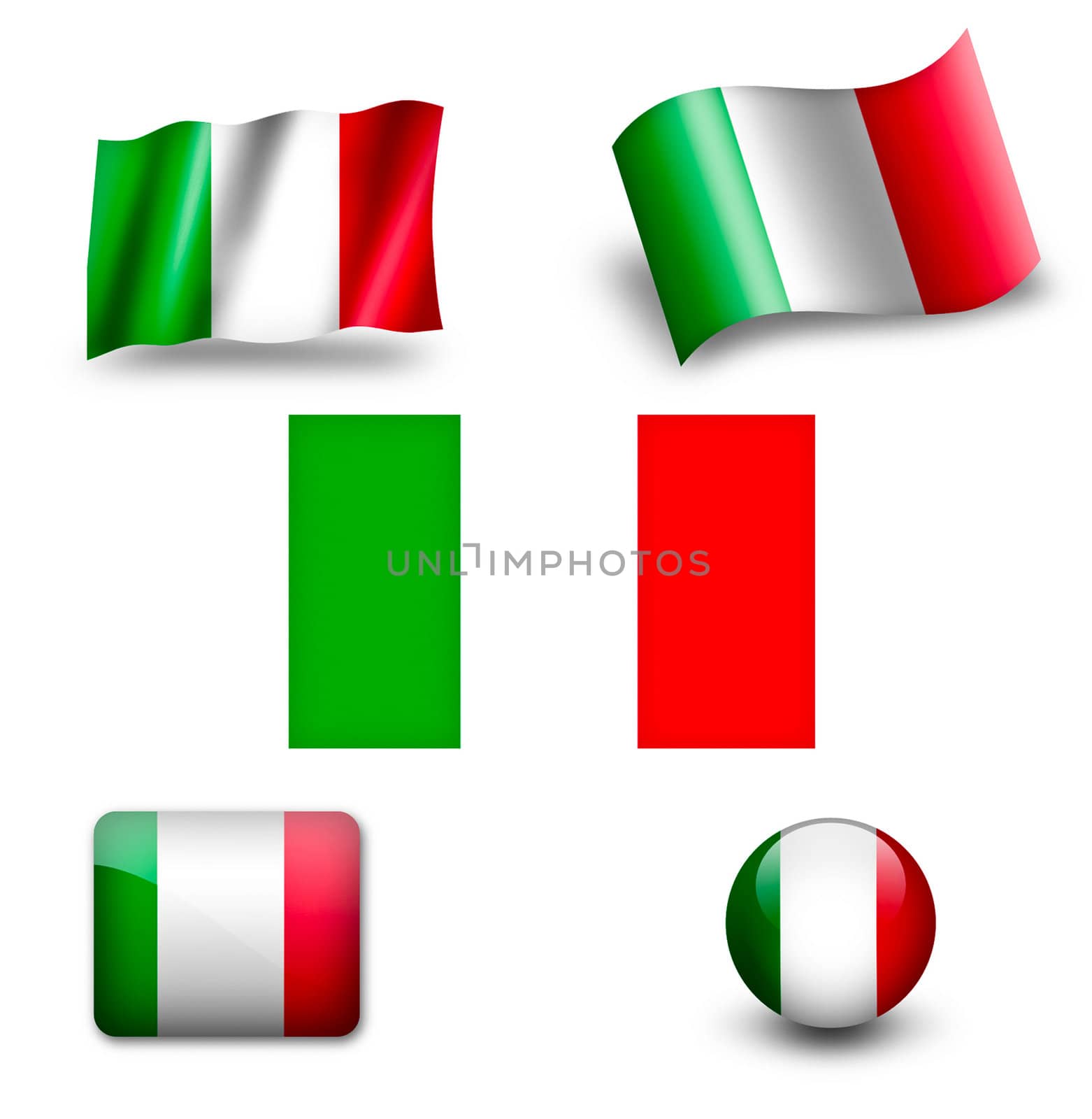 italy flag icon set by ewastudio