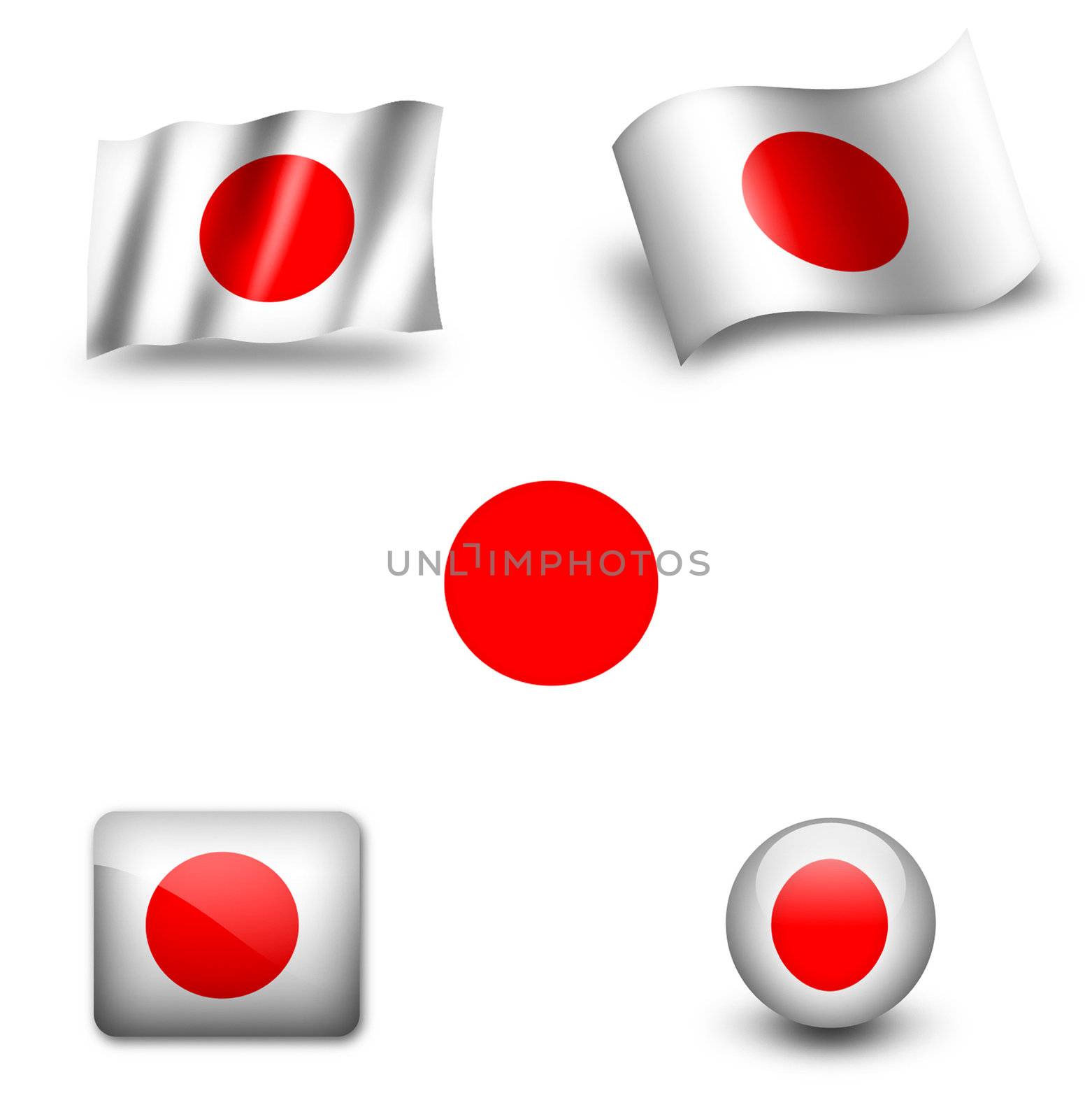 japan flag icon set by ewastudio
