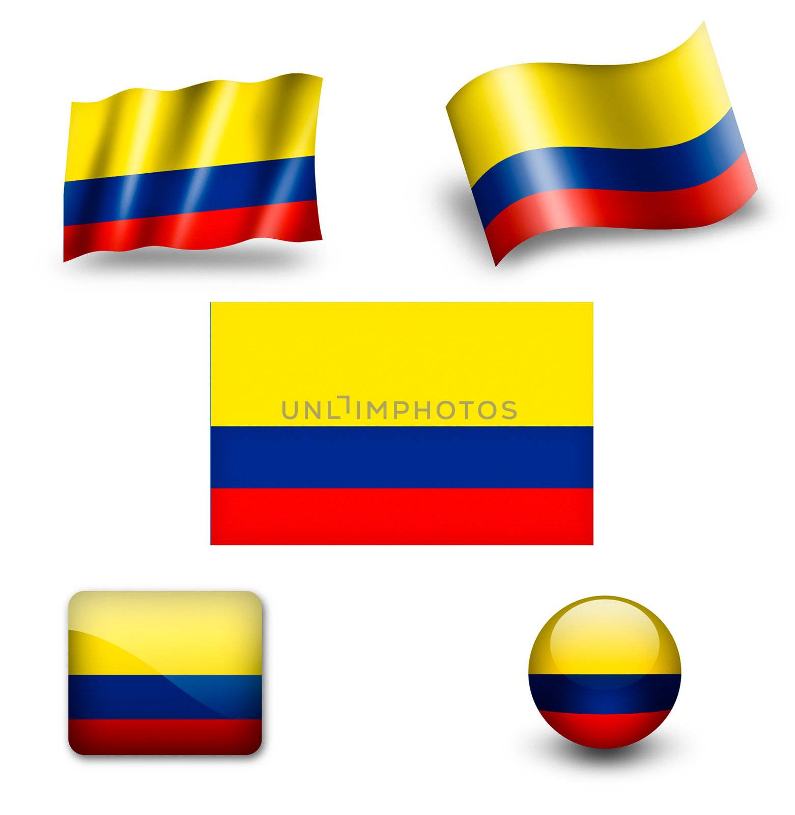 columbia flag icon set