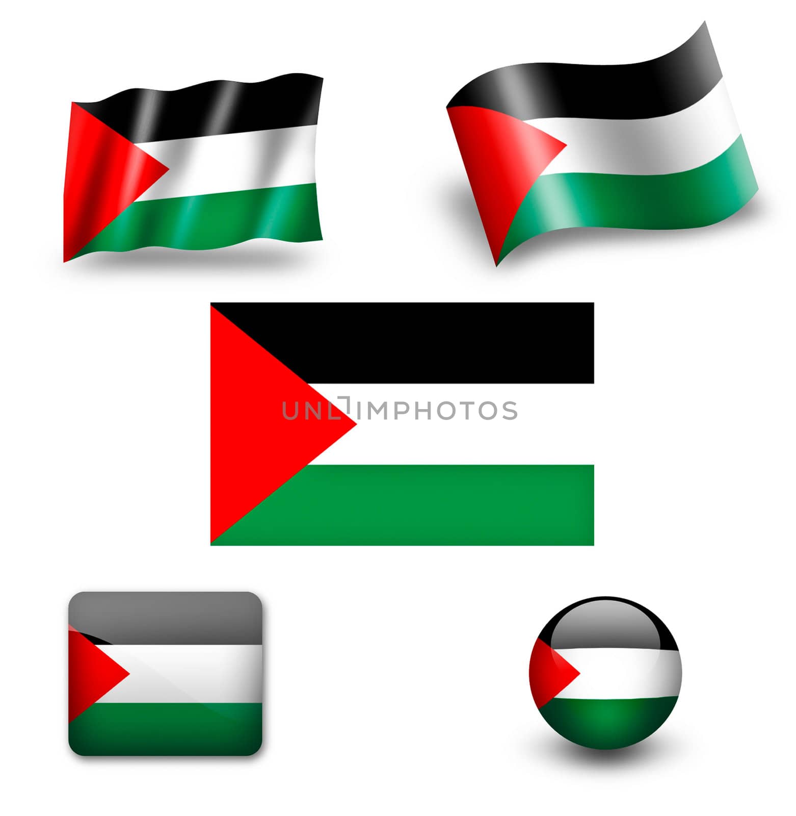 palestine flag icon set