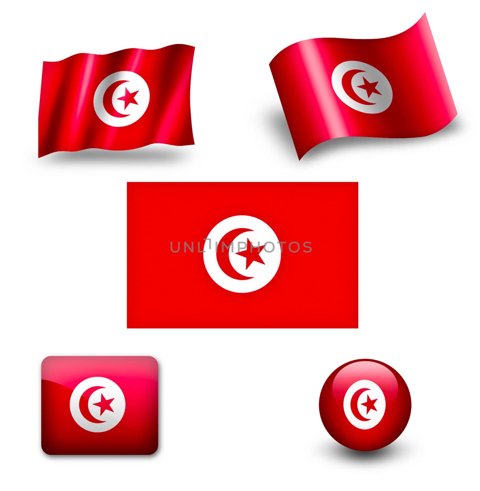 tunisia flag icon set