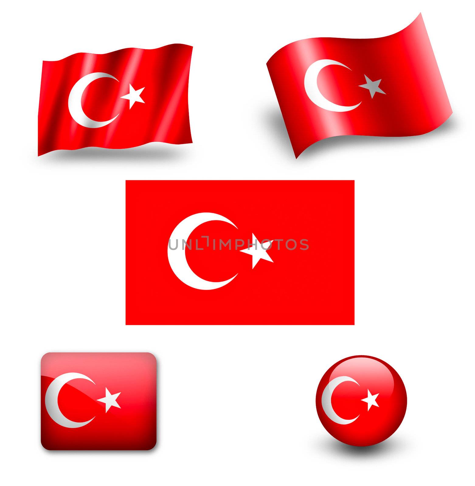 turkey flag icon set by ewastudio