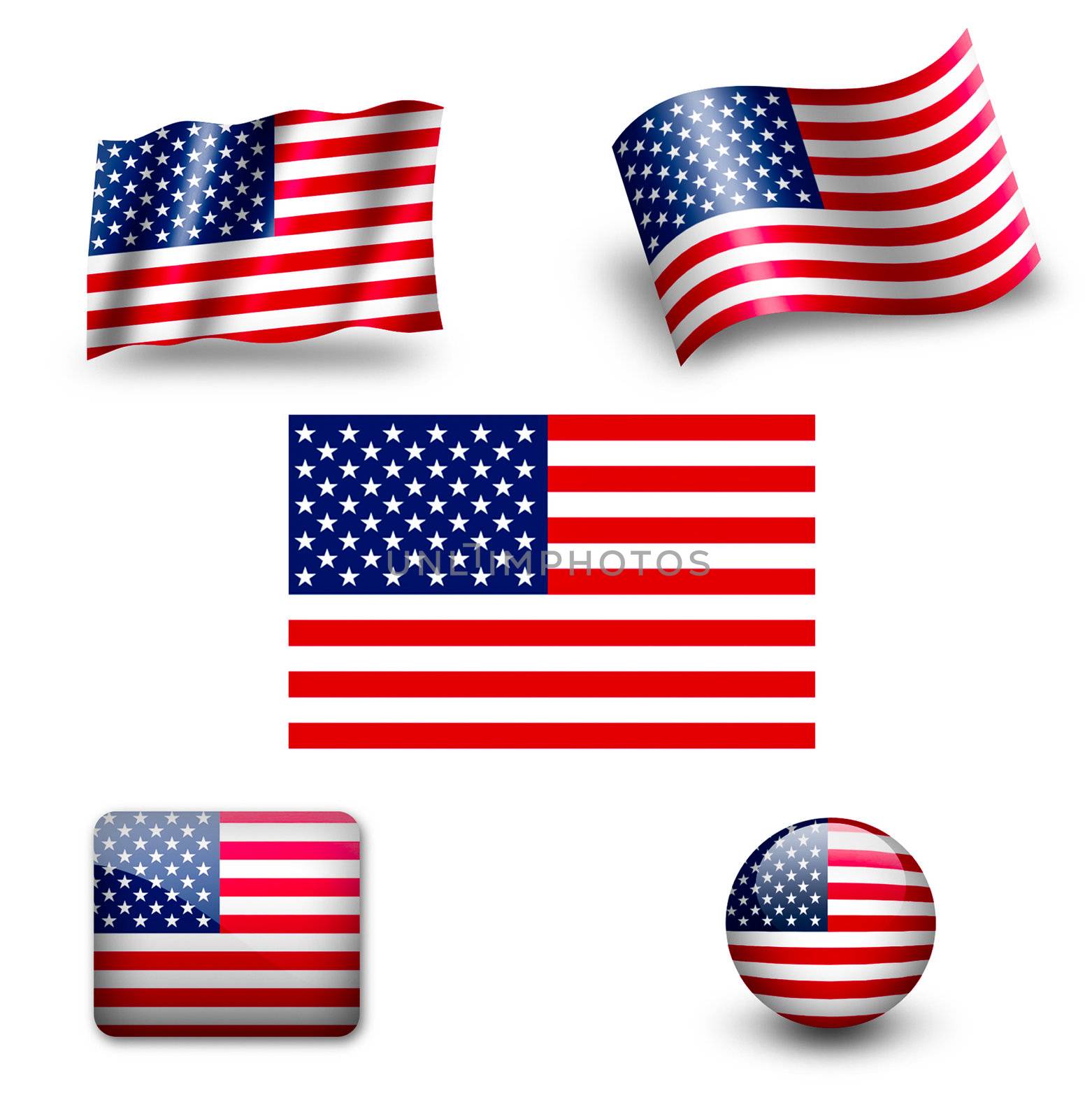 usa flag icon set by ewastudio