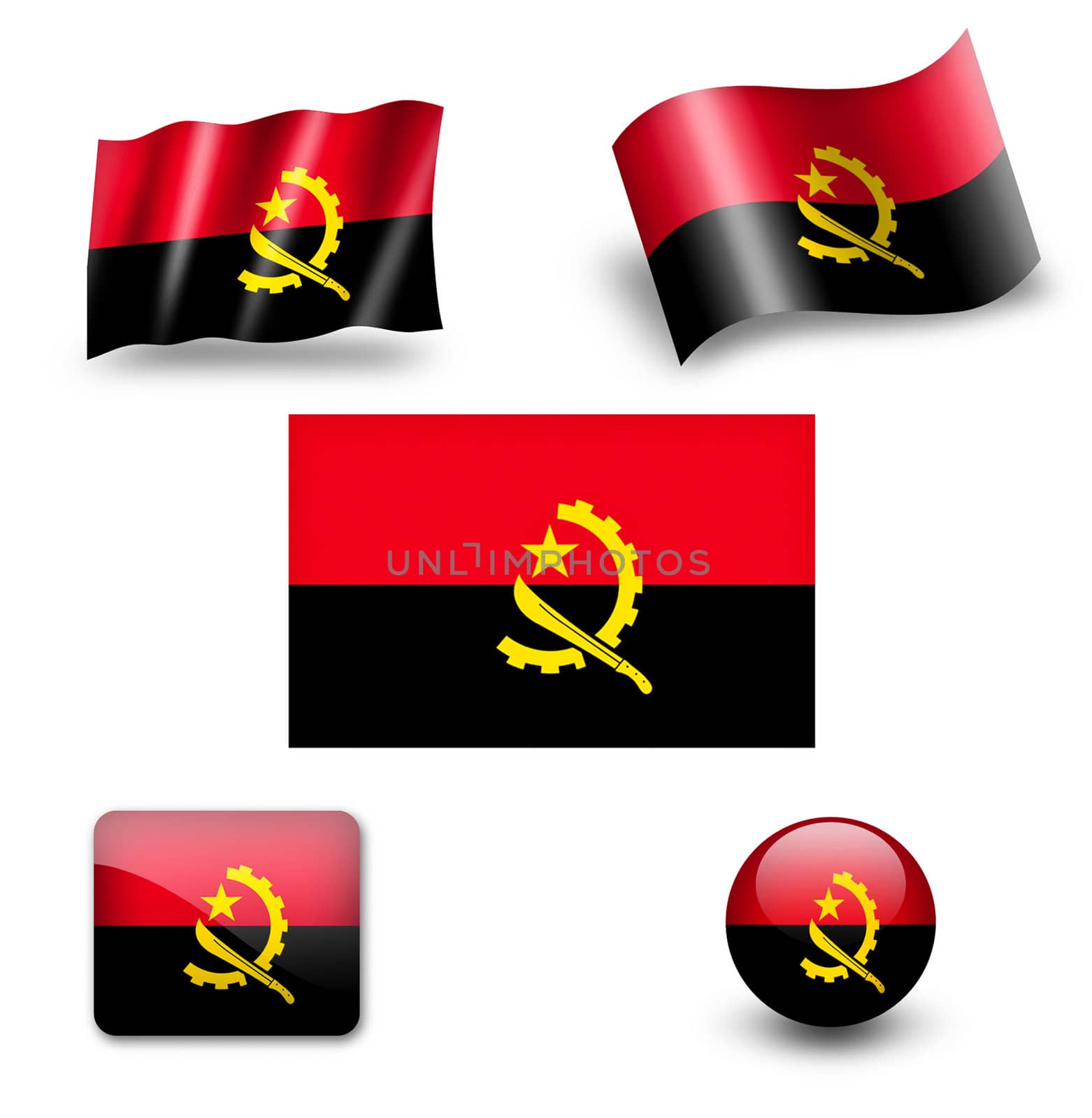 angola flag icon set