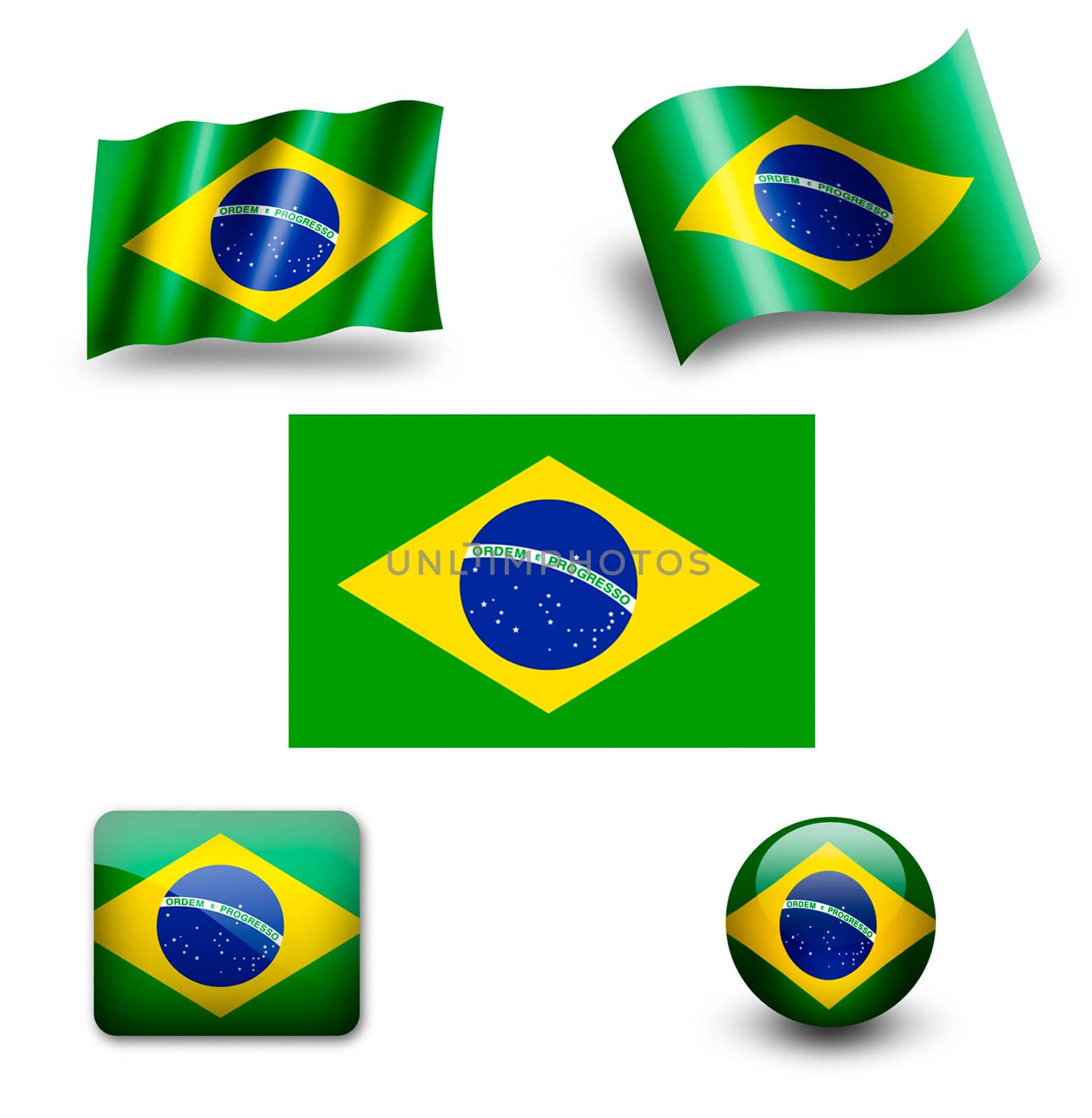 brazil flag icon set by ewastudio