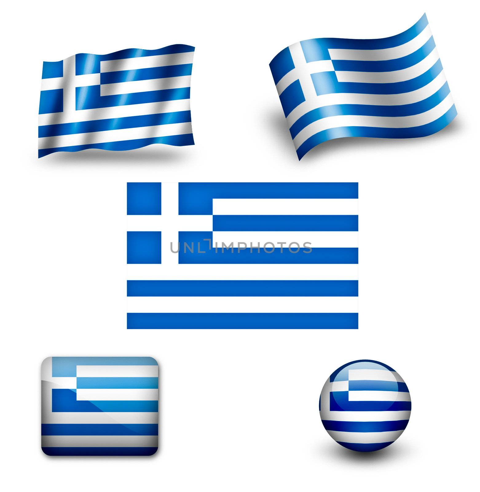 greece flag icon set by ewastudio