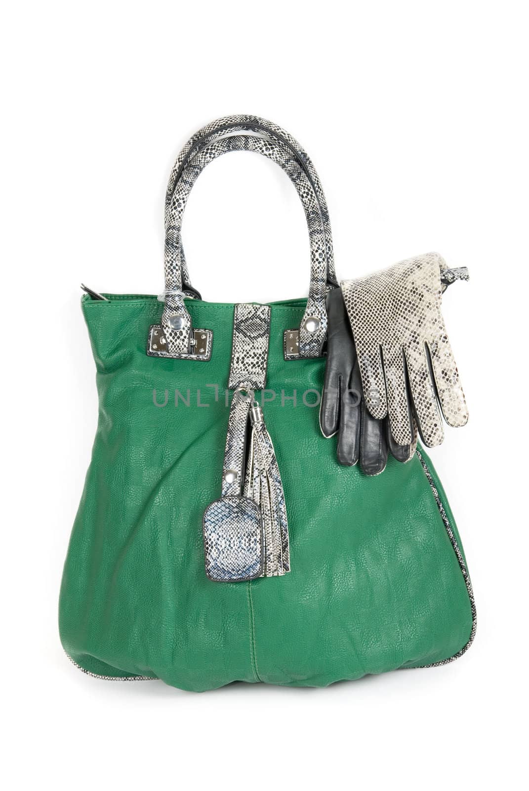 green fashion women bag isolated on white background
