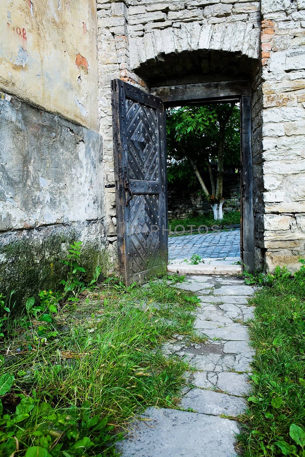 An image of open iron door of a fortres