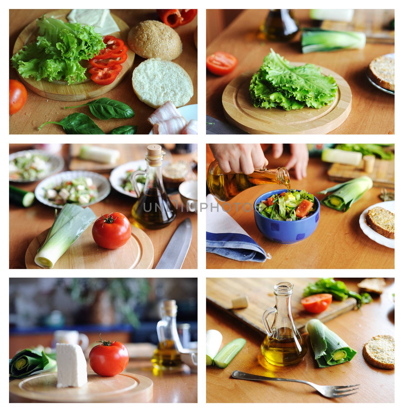An image of a set of photos with healthy food on them