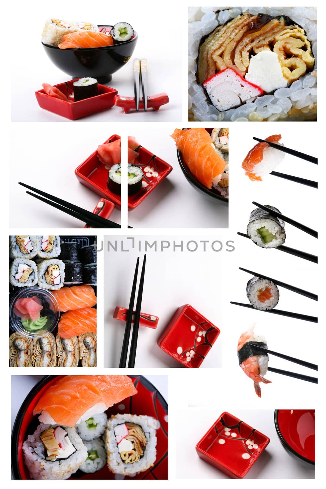 Stock Photo: Asia and food: set of shushi