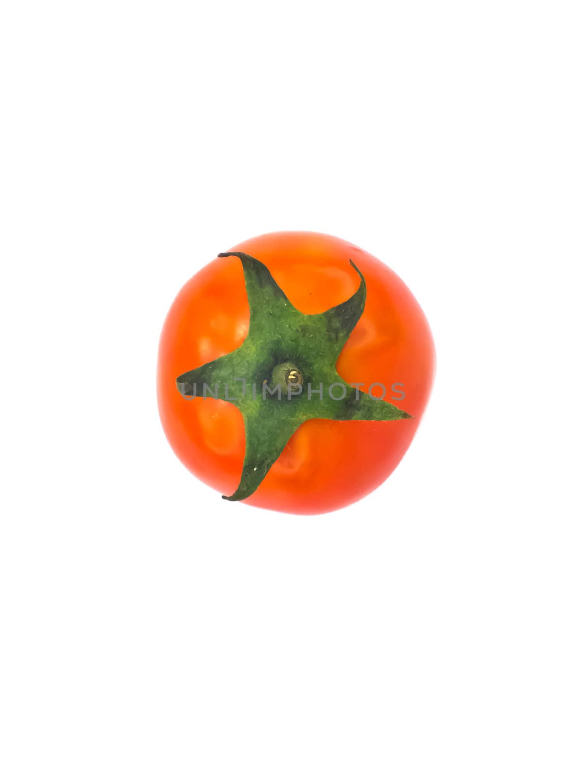 This is a bird eye view of tomato on white background