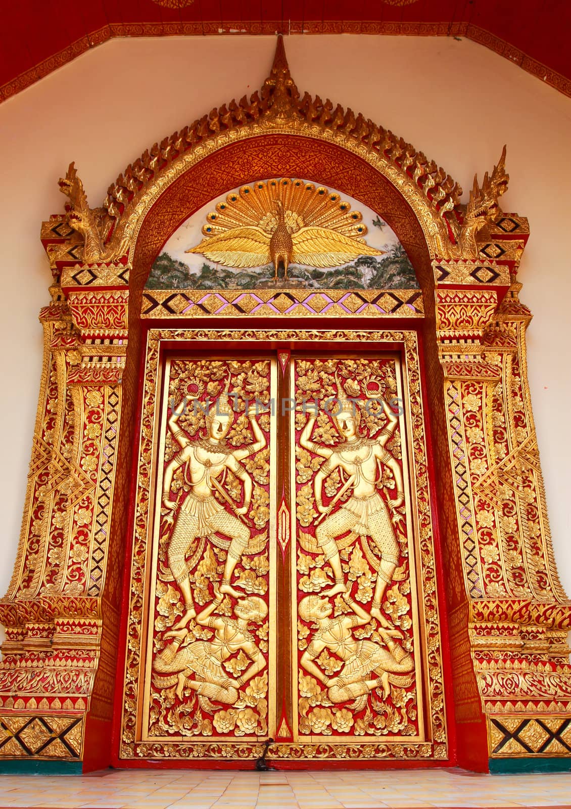 Detail of temple's door chiangmai , Thailand . by bajita111122