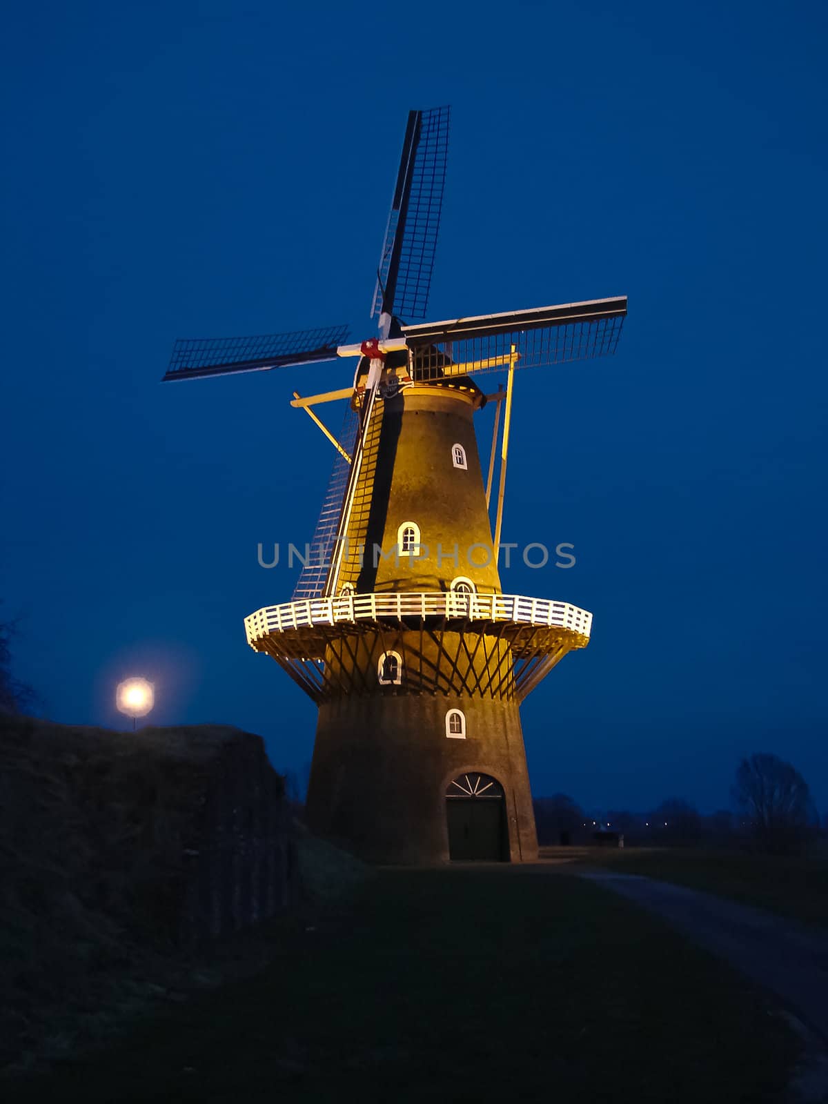 Windmill quiet at night. Holland.