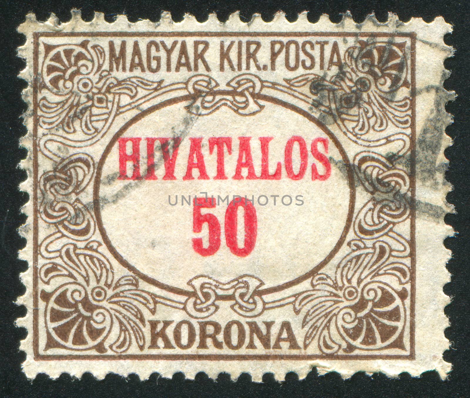 HUNGARY - CIRCA 1919: stamp printed by Hungary, shows pattern, circa 1919