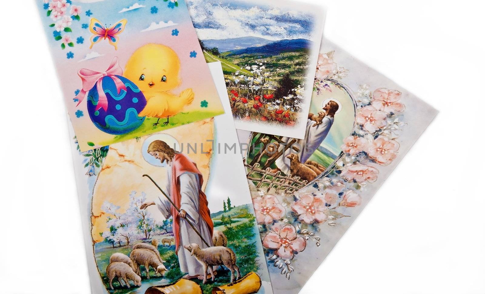easter postcards collection with jesus and lambs