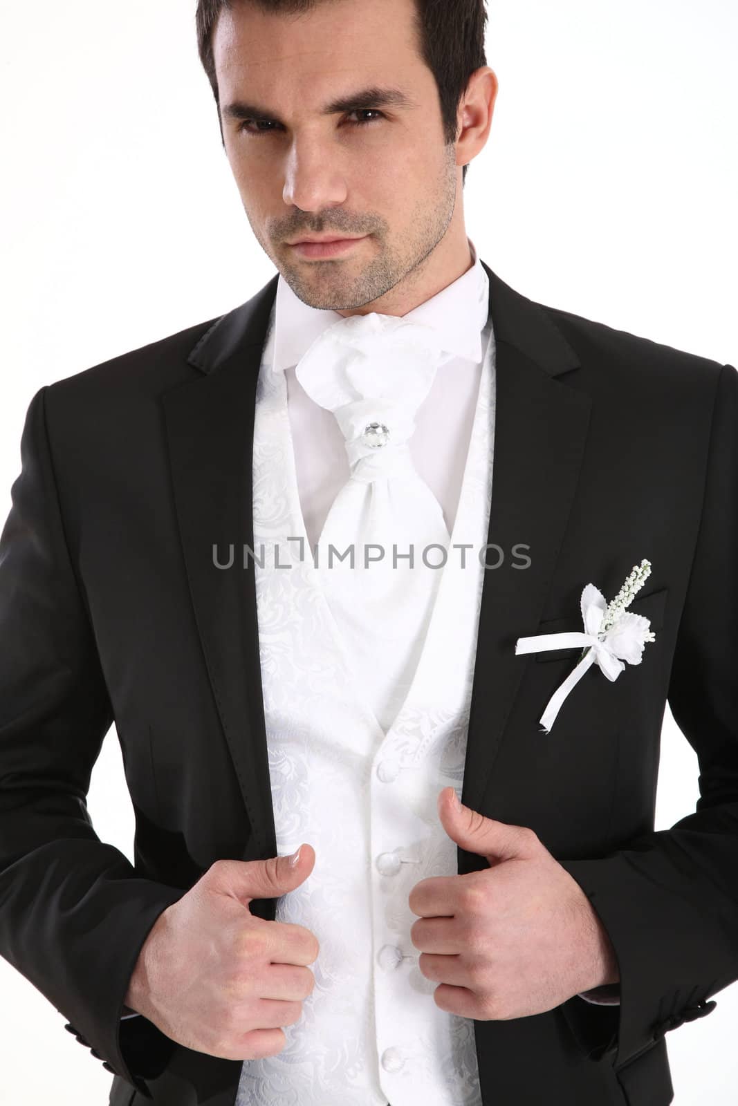 Portrait of handsome man in tuxedo