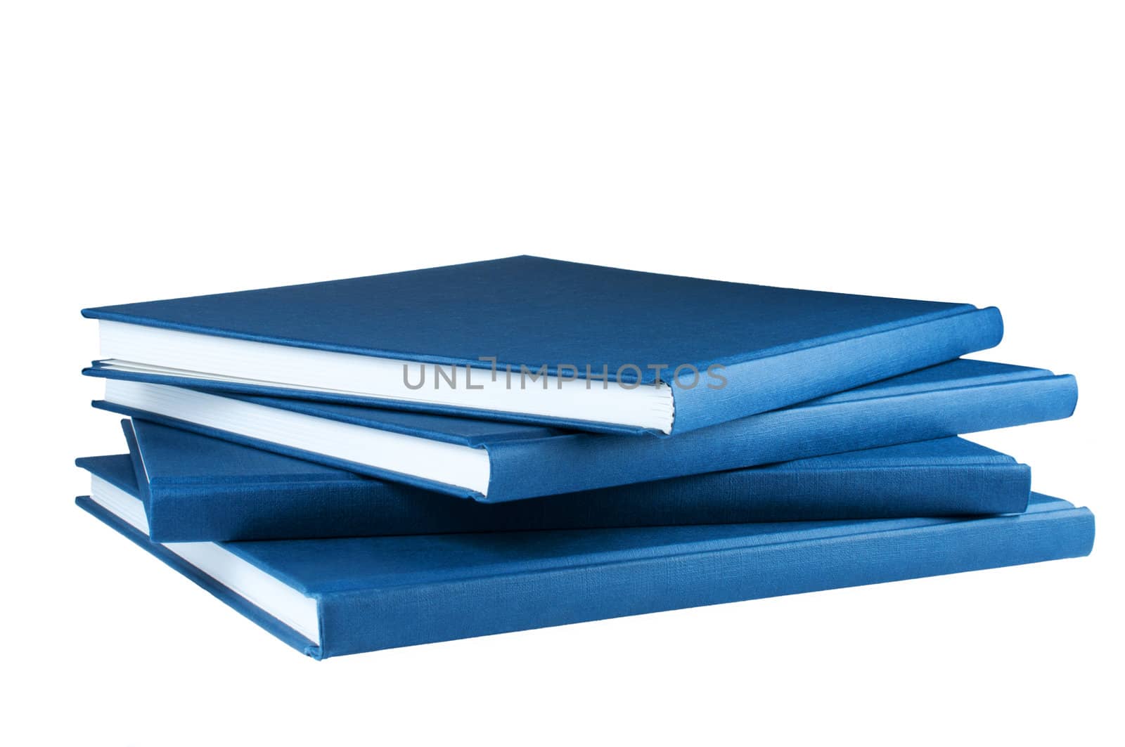 Four blue notepads isolated on white background