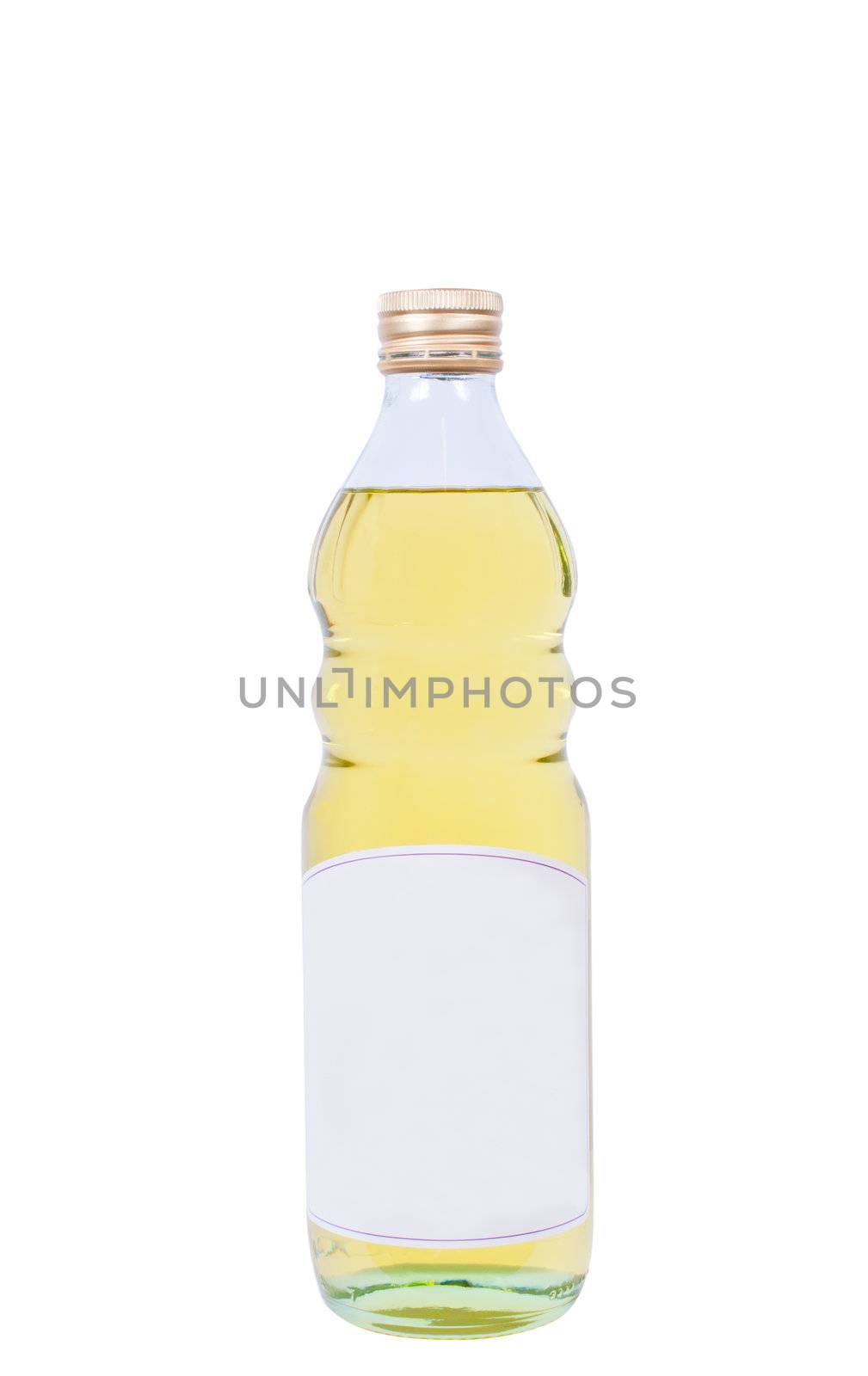 Full bottle of oil isolated close up