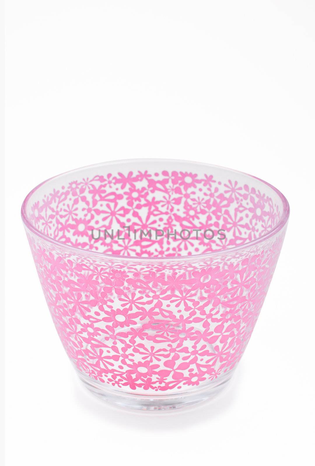 Empty pink glass bowl isolated  by Nanisimova